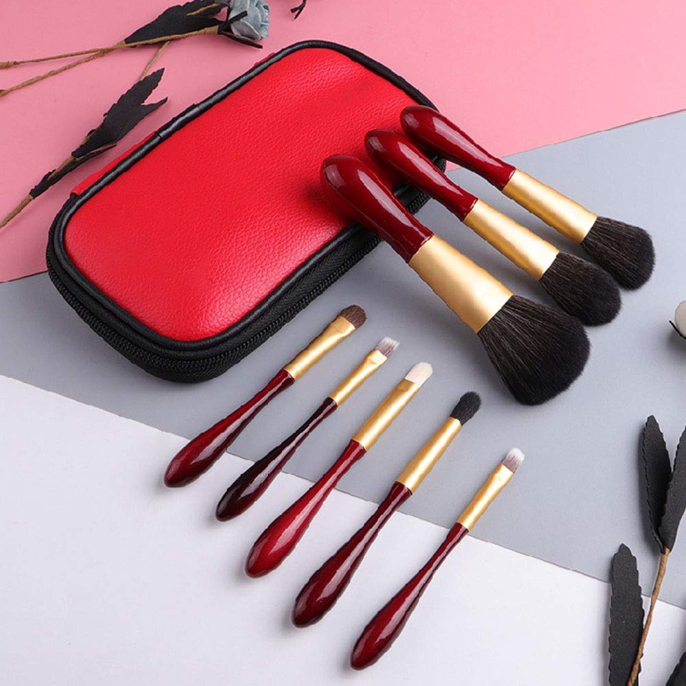 ZYFF huazhuangshua Pennello per Trucco, Otto Piccole Gocce Fondotinta per Pennelli Trucco, Set Completo Di Strumenti per La Bellezza Del Principiante Con Borsa Rossa Pennelli