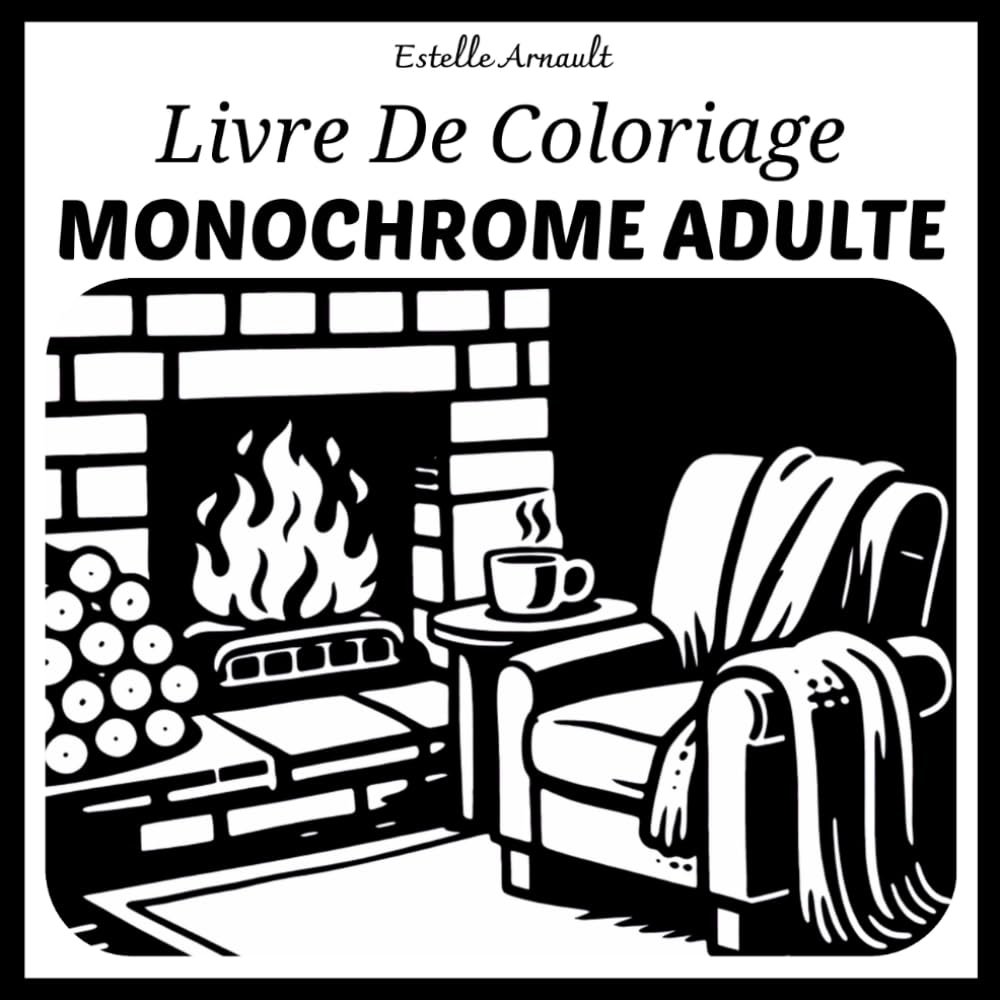 Livre De Coloriage Monochrome Adulte: Illustrations noir et blanc antistress avec scènes calmantes paysages et jardin cosy