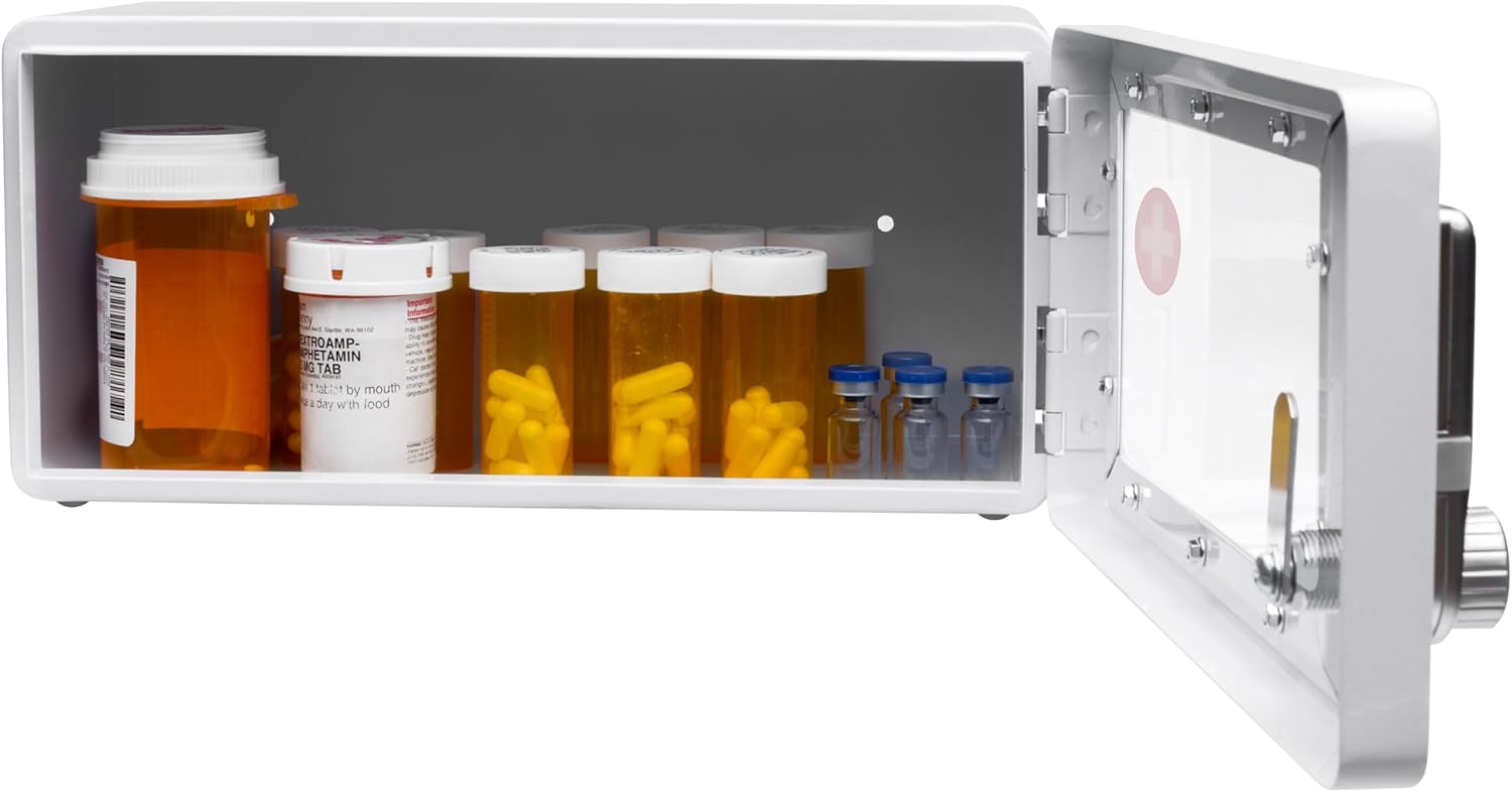 Medication Lock Box with Digital Keypad – Secure Storage Cabinet for Prescription Drugs, Insulin, Narcotics – Wall Mount or Refrigerator Safe – Touch Code Lock