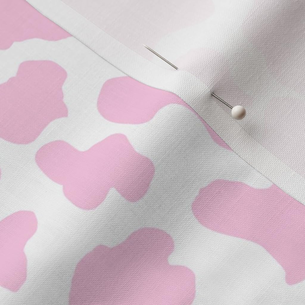 Spoonflower Fabric - Small Pink Cow Print Strawberry 90S Trendy Fashion Farm Printed on Petal Signature Cotton Fabric by The Yard - Sewing Quilting Apparel Crafts Decor