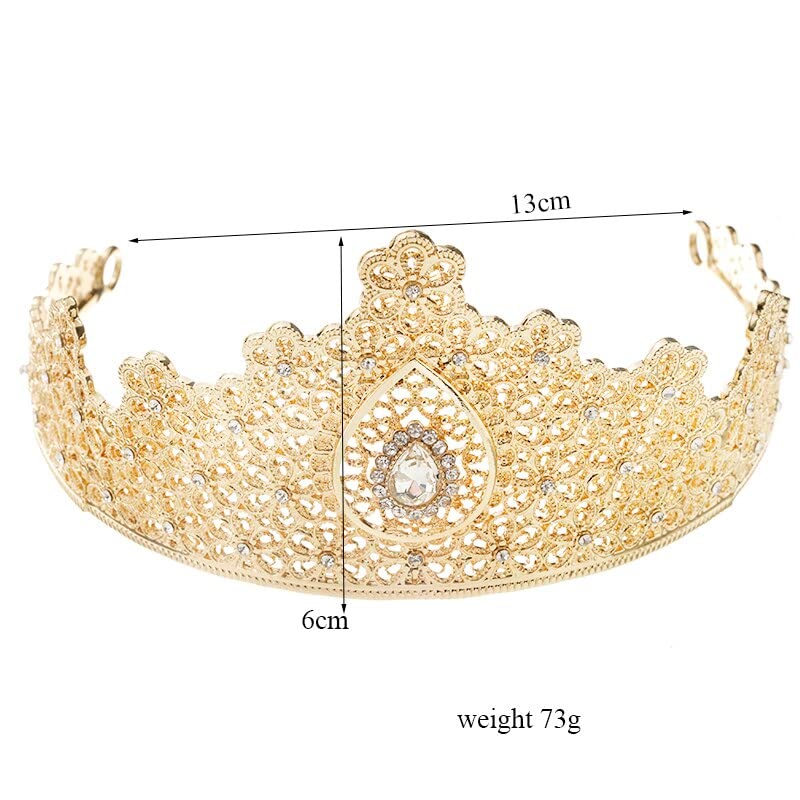 ZYFSHA Biżuteria do włosów Diadem z koroną dla kobiet Tradycyjne marokańskie tiary Korona w złocie Kropla wody Rhinestone Akcesoria do włosów dla nowożeńców Etniczne Couronne De Mariage, złote tiary