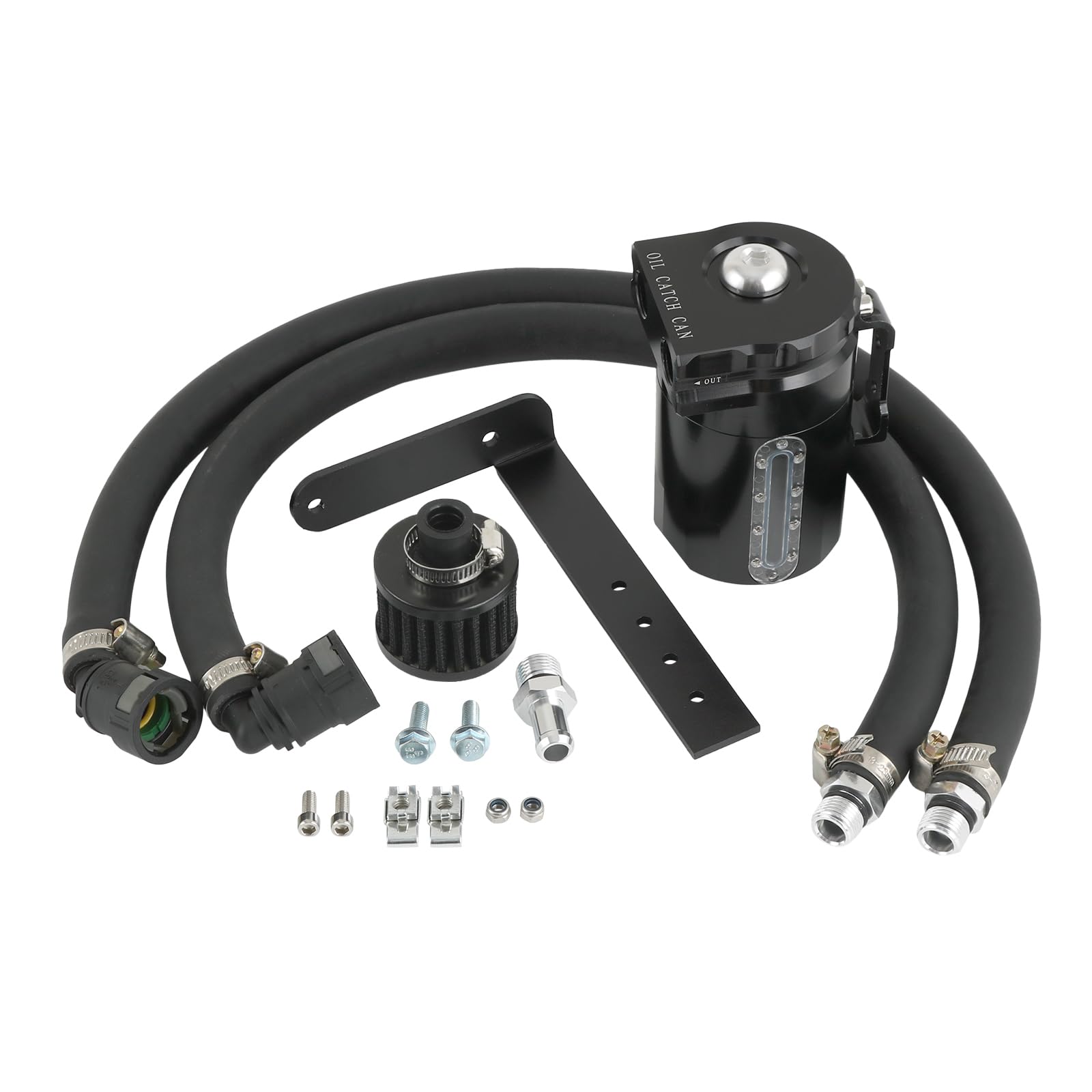 Oil Catch Can Passenger Side Oil Separator Tank with Sight Glass Fit for Ford F150 5.0L/2.7EB/3.5EB 2011-2021, Raptor 3.5L Ecoboost 2017-2021,