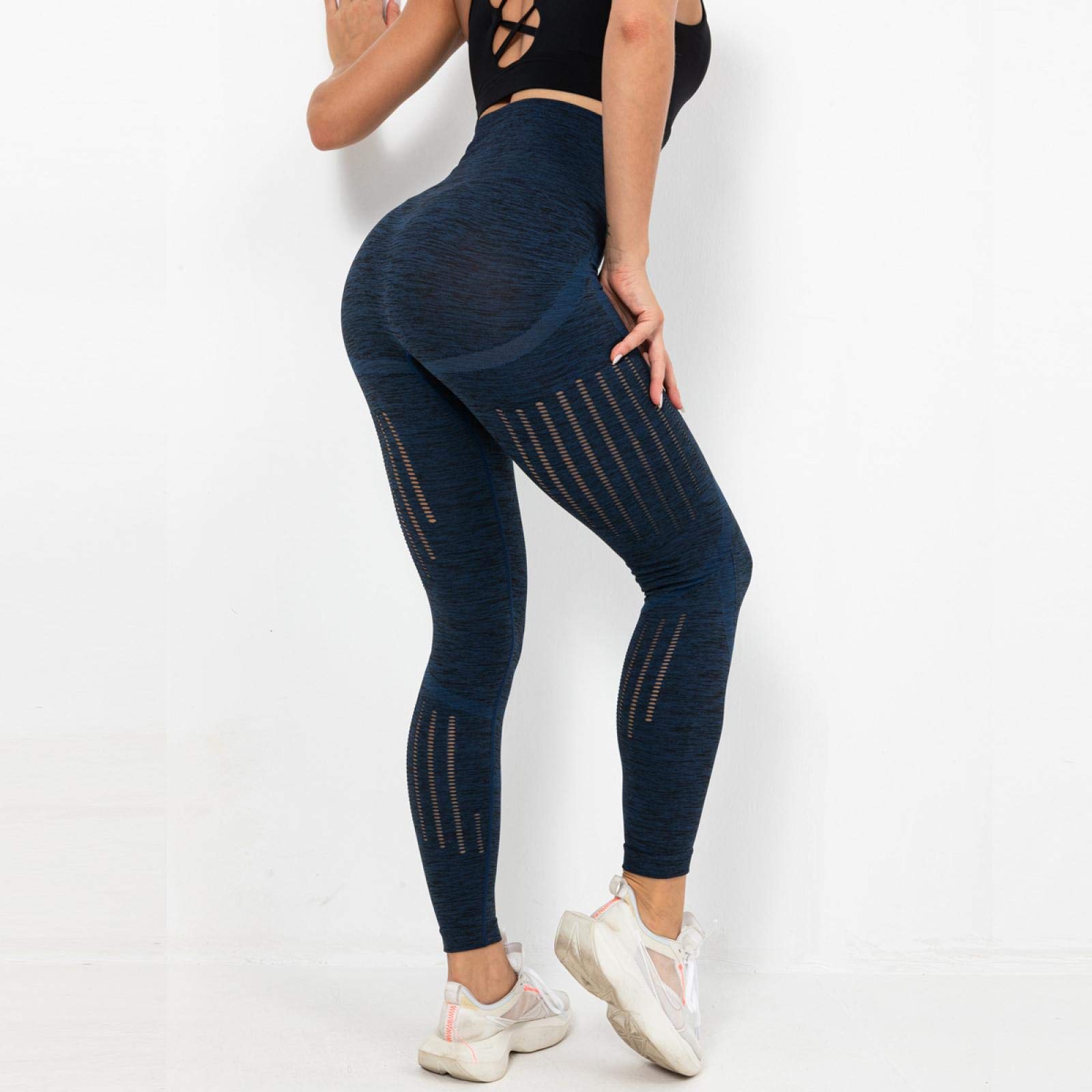 LuisFranklin Legginsy damskie siłownia joga damskie legginsy fitness push up legginsy bezszwowe legginsy treningowe z wysokim stanem siłownia bezszwowe legginsy damskie XL niebieskie - 1legginsy