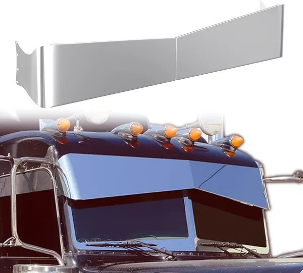 IBESTWOLF 13" x 10'' Drop Visor for Peterbilt 377 378 379 335 386 388 389, Stainless Steel Flat/Ultra Cab Bowtie Drop Sun Visor