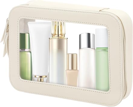 Clear Makeup Bag Waterproof PVC Cosmetic Storage Case for Women Travel Toiletry Bags Portable Travel Pouch Organizer Bags with Zipper Emergency Kit Bag for Girls