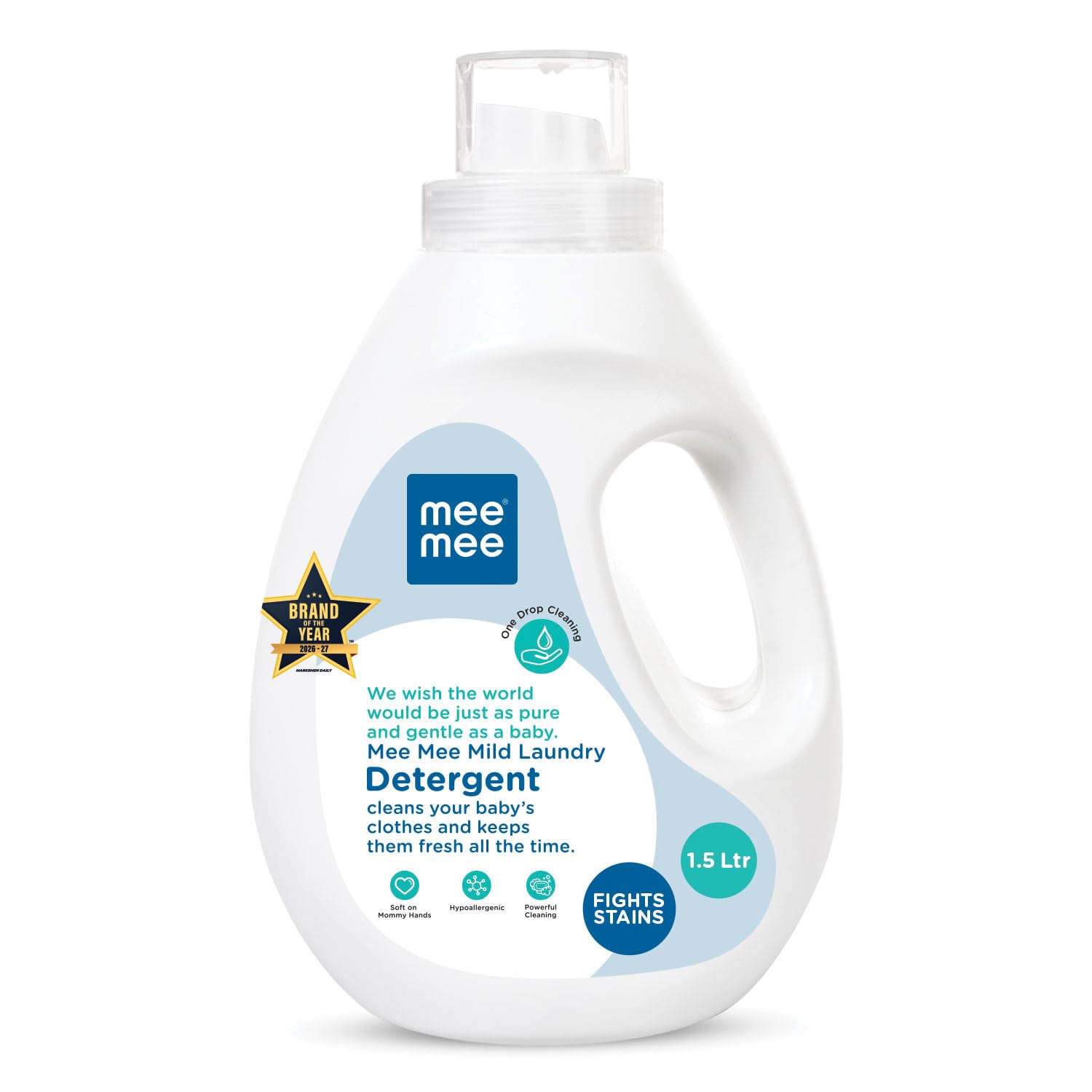 Mee Mee Baby Liquid Detergent 1.5 L | Ph balanced, Free from Harsh Chemicals, Safe for mother's hands & baby's skin | Anti-Bacterial, Removes Stains & Odor with One Drop, Hypoallergenic-image-23