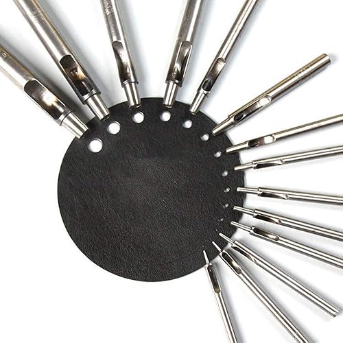 Miniatura 6 de WUTA SPC - Juego de punzones de cuero SPC hueco de acero y cuero para manualidades para banda de reloj, un juego (0.020-0.394 in), 15 paquetes