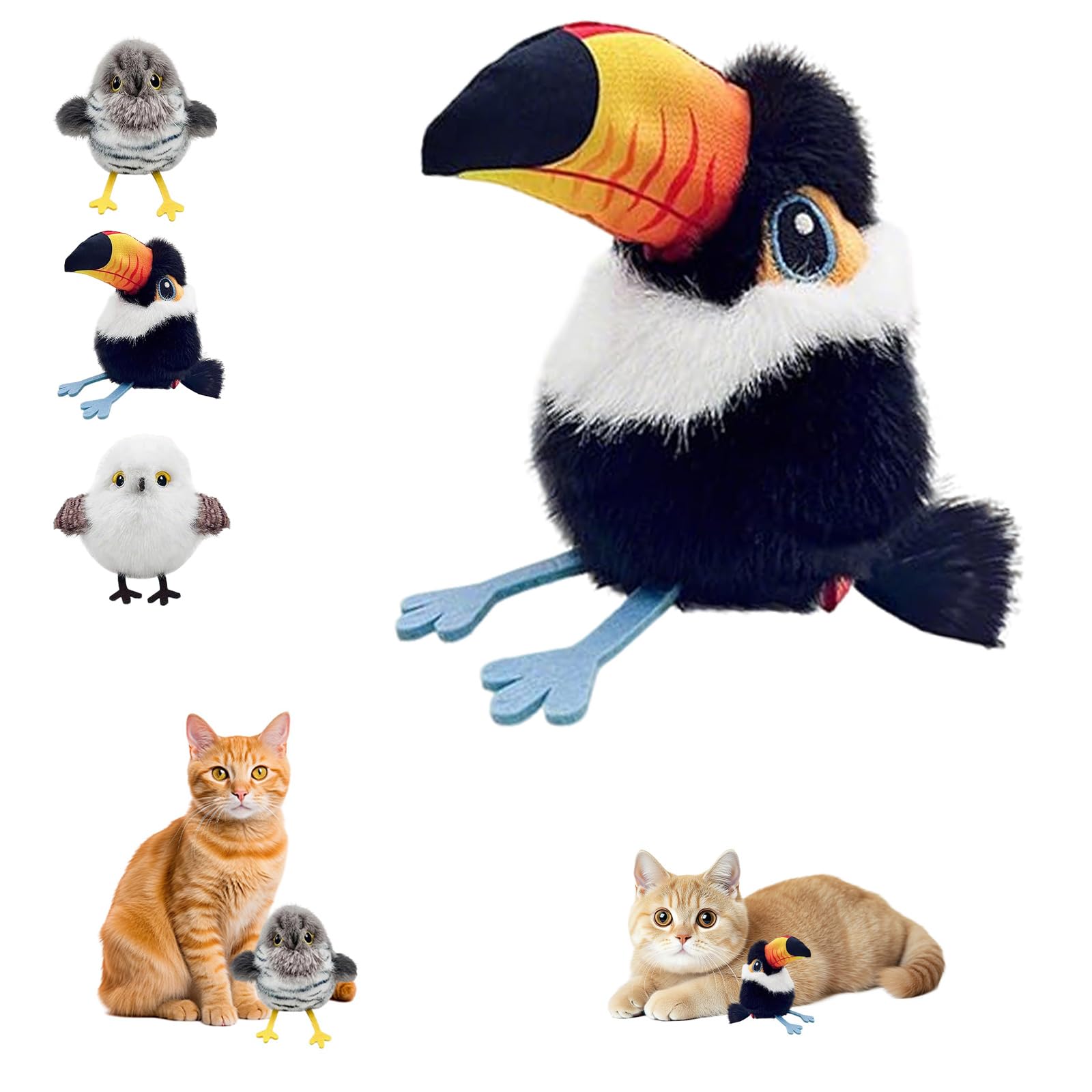 NPLSEO Flapping Bird Cat Toy, New Rechargeable Interactive Cat Toys, 3 Wingspan Modes, Cat Self-Entertainment Toys, Interactive Flying Bird Cat Toys, Suitable Bored Indoor Cats (Pelican)