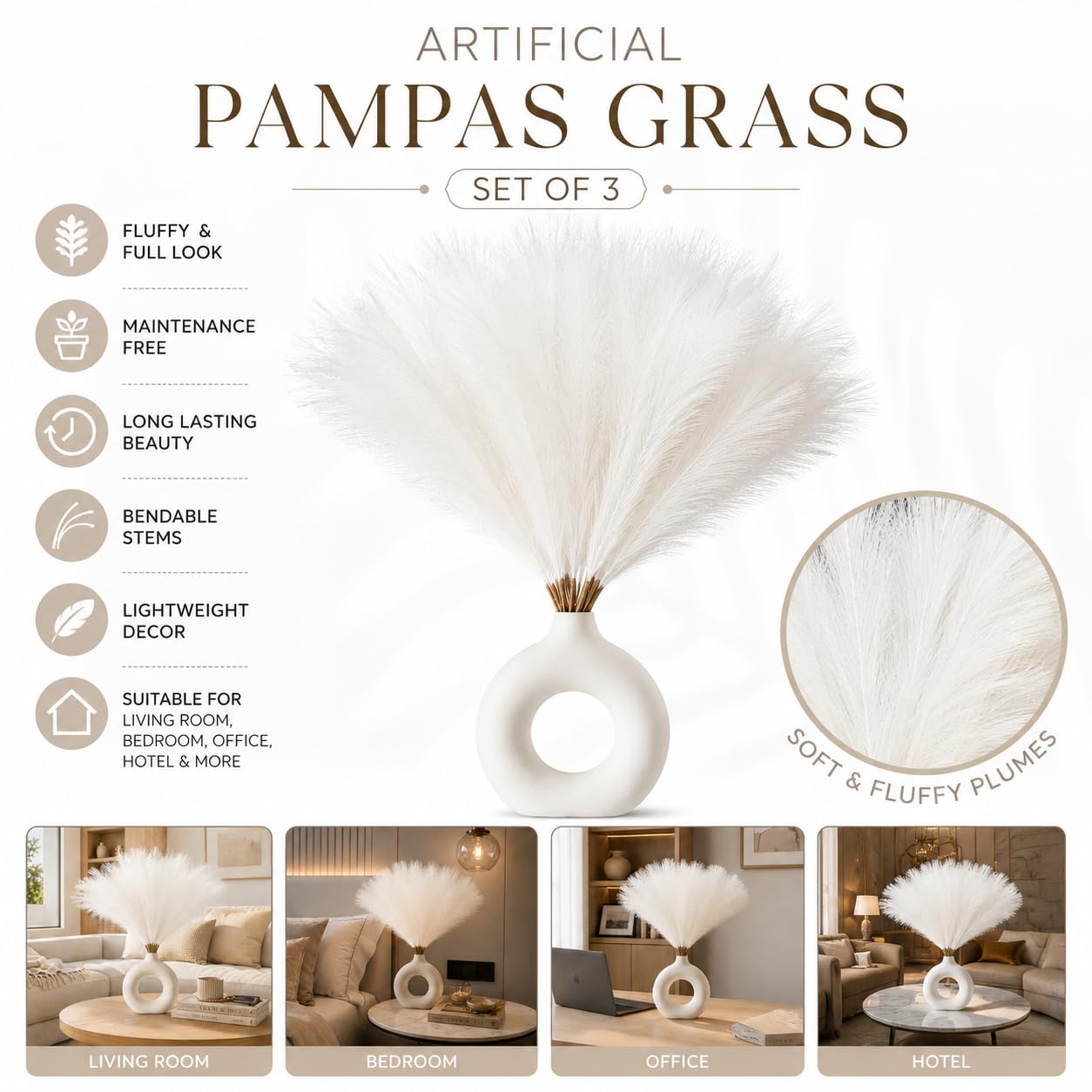Pampas Grass Set - Realistic Boho Flowers -6