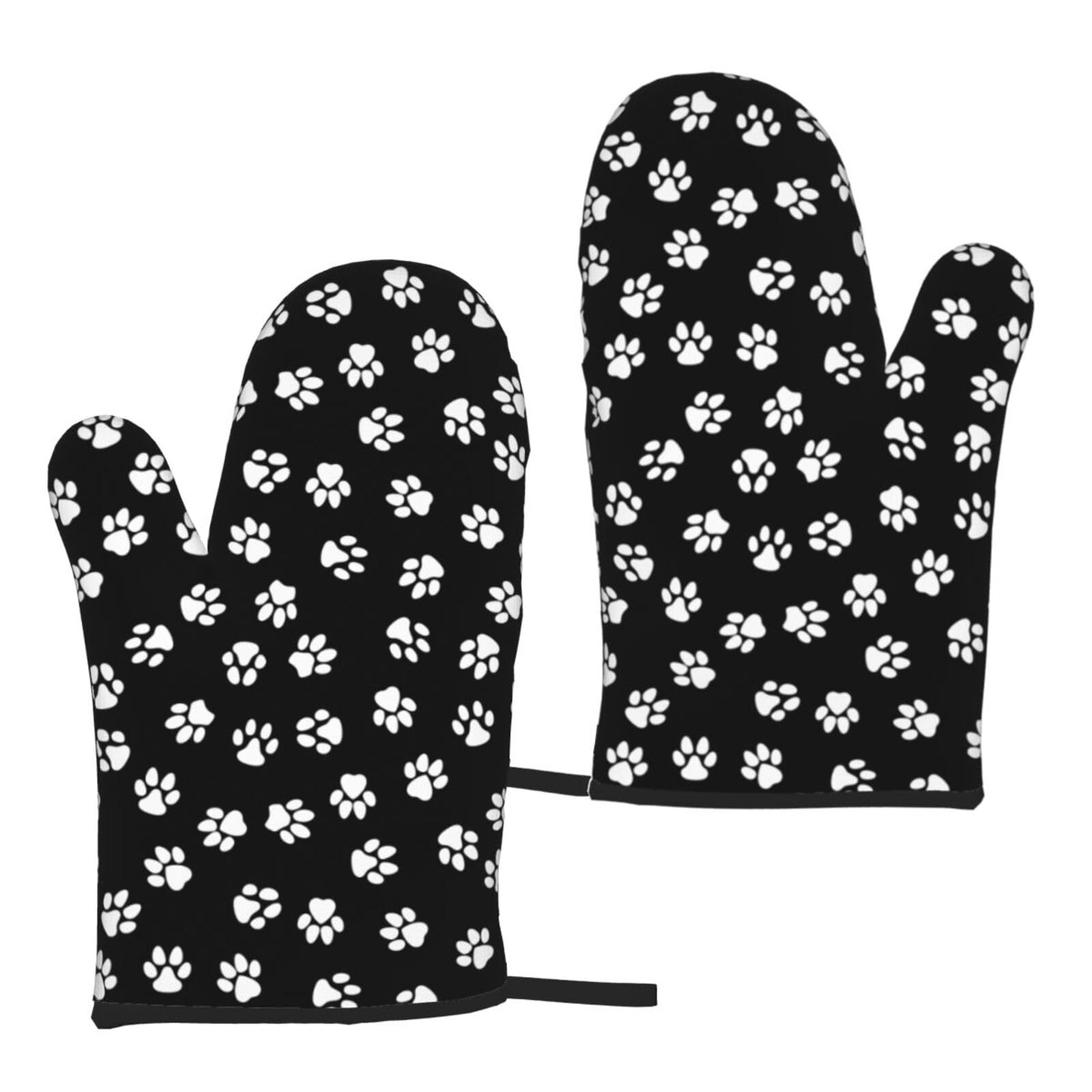 Paw Print Print Heat Resistant Universal Fit Oven Microwave Gloves Home Cooking Baking Grilling