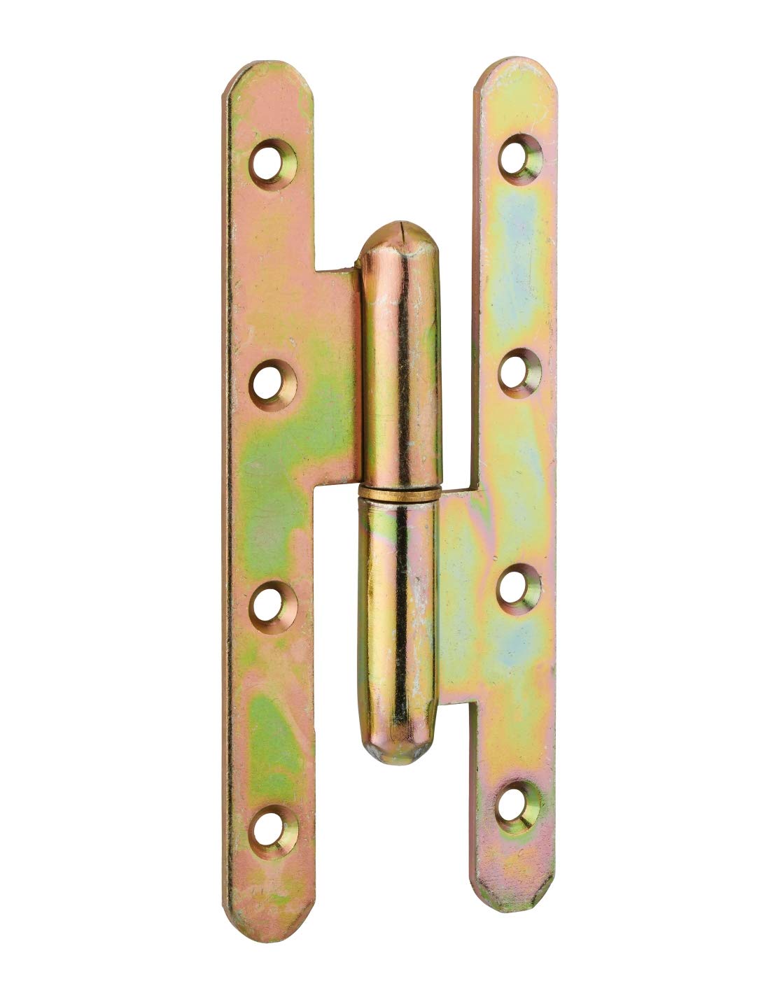 THIRARD - Paumelle de Paris pour Porte d'Entrée et Intérieur - Acier Zingué - Droite - Fixation 3 ou 4 Trous - Installation Facile - 140 x 55 mm - Jaune/​Doré