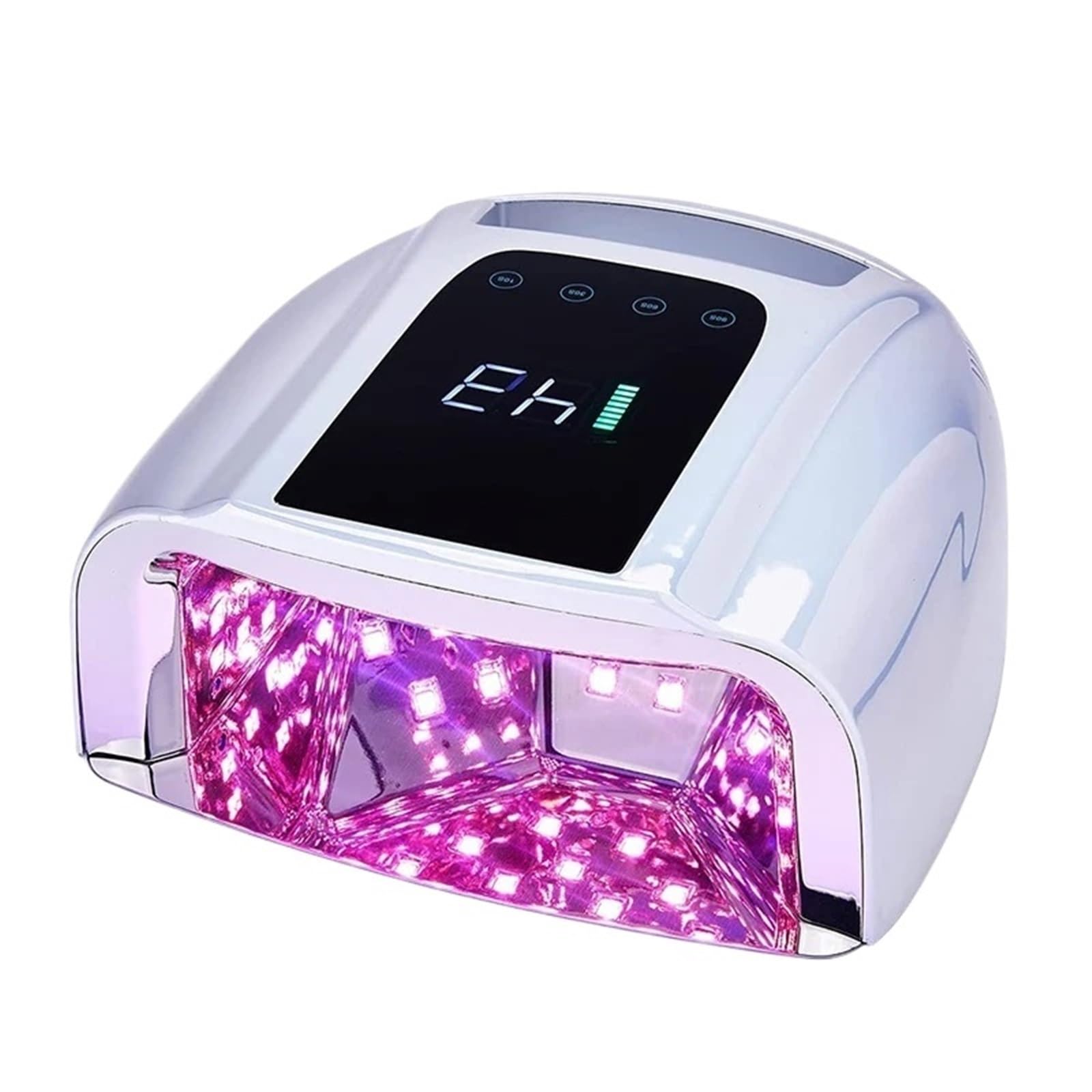 Lámpara Uñas, Lámpara de uñas con espejo de 96 W y almohadilla metálica, secador de manicura inalámbrico, luz UV for uñas, lámpara LED UV recargable.(Bianco)