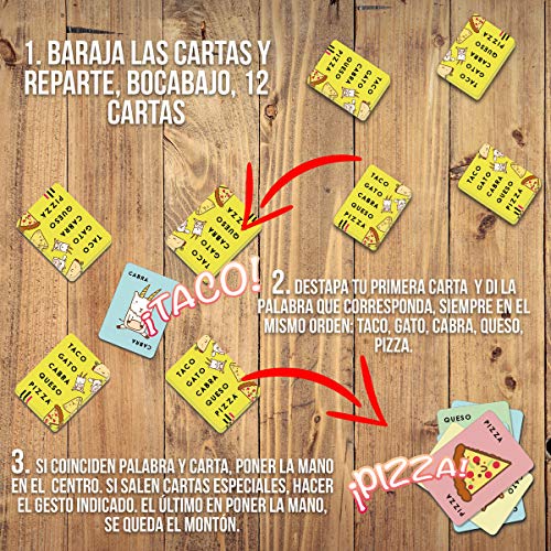 Ludilo - Taco Gato Cabra Queso Pizza | Juegos De Mesa, De Cartas | Regalo Niño 8 Años O Más