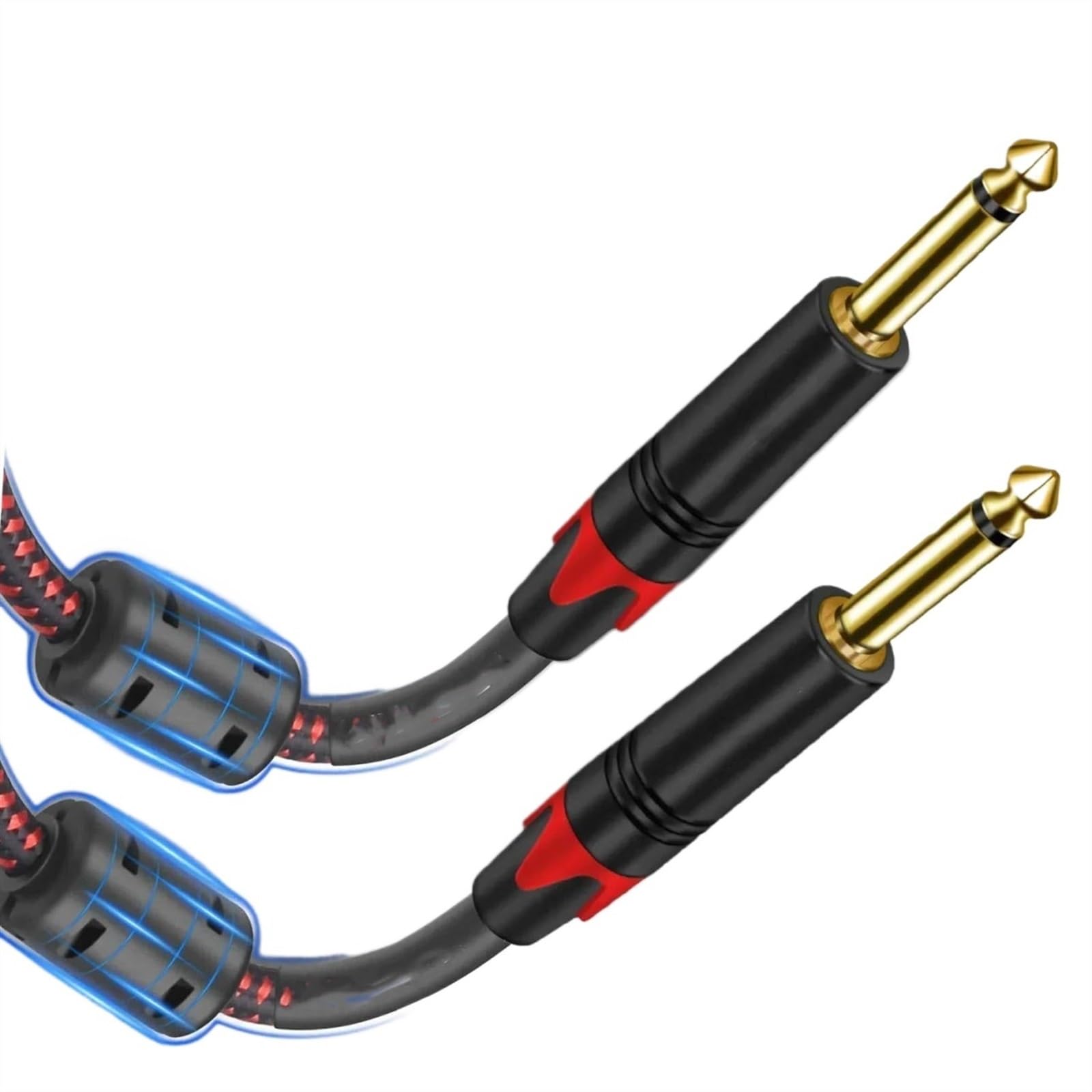 TSTS Zusätzliches Audiokabel Instrumentenkabel 6,35 Mm Mono 6,35 Mm Unsymmetrisches Gitarrenkabel Für E-Gitarre Bass Keyboard Effektgerät Mixer(TS,6m)