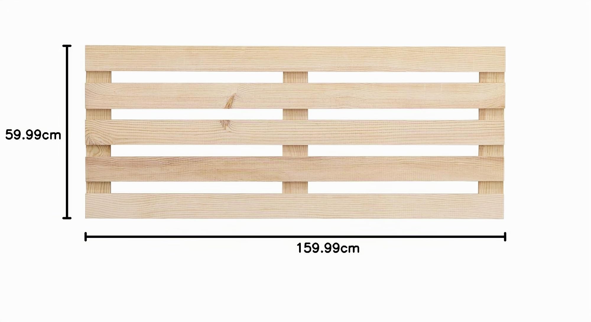 Palets Talavera Cabecero de Madera Maciza Mod. Venecia para Camas de 80cm, 90cm, 110cm, 135cm, 150cm. Herrajes incluidosCIA (160cm X 60cm, Crudo)