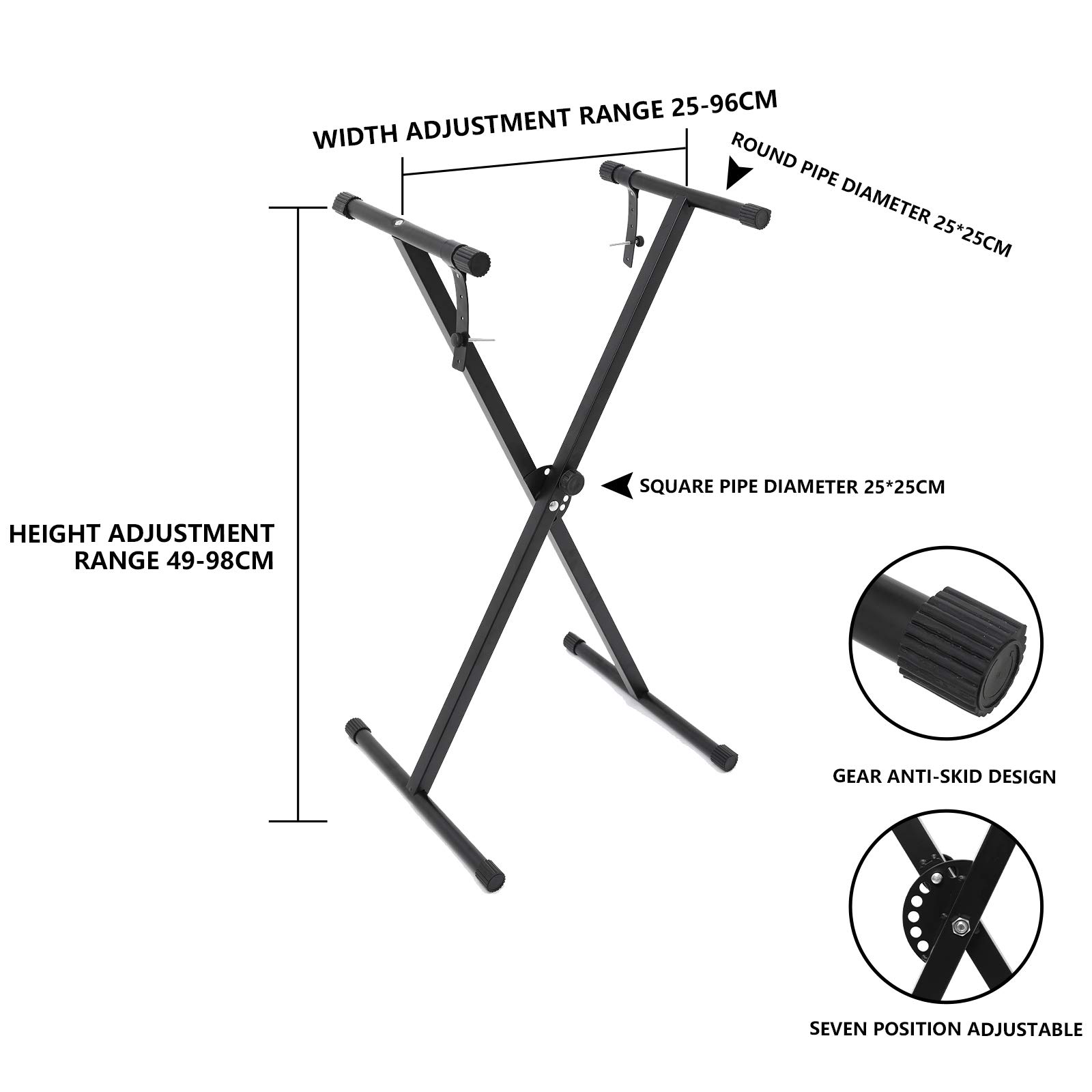 Adjustable XStyle Music Keyboard Stand Foldable Classic Keyboard Stand