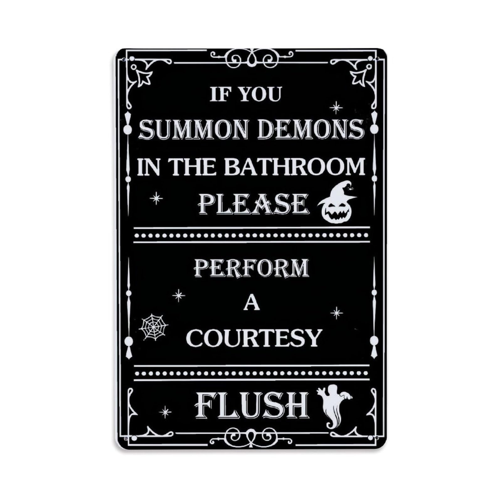 Jdfenggu Vintage Spooky Halloween Bathroom Sign Retro Metal Tin Sign, Decor Art Poster For Bar, Home, Man Cave, Kitchen, Laundry Room Gift 8X12inch
