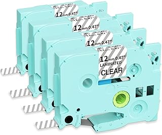 4 PK 3B11 Laminated Black on Clear Label Tape Compatible for Brother PT-D210 H110 D410 D600 Vixic P3200 D210S E1000 Label Maker,Replacement for Brother TZe-231 P Touch Tape 12mm 0.47 Inch