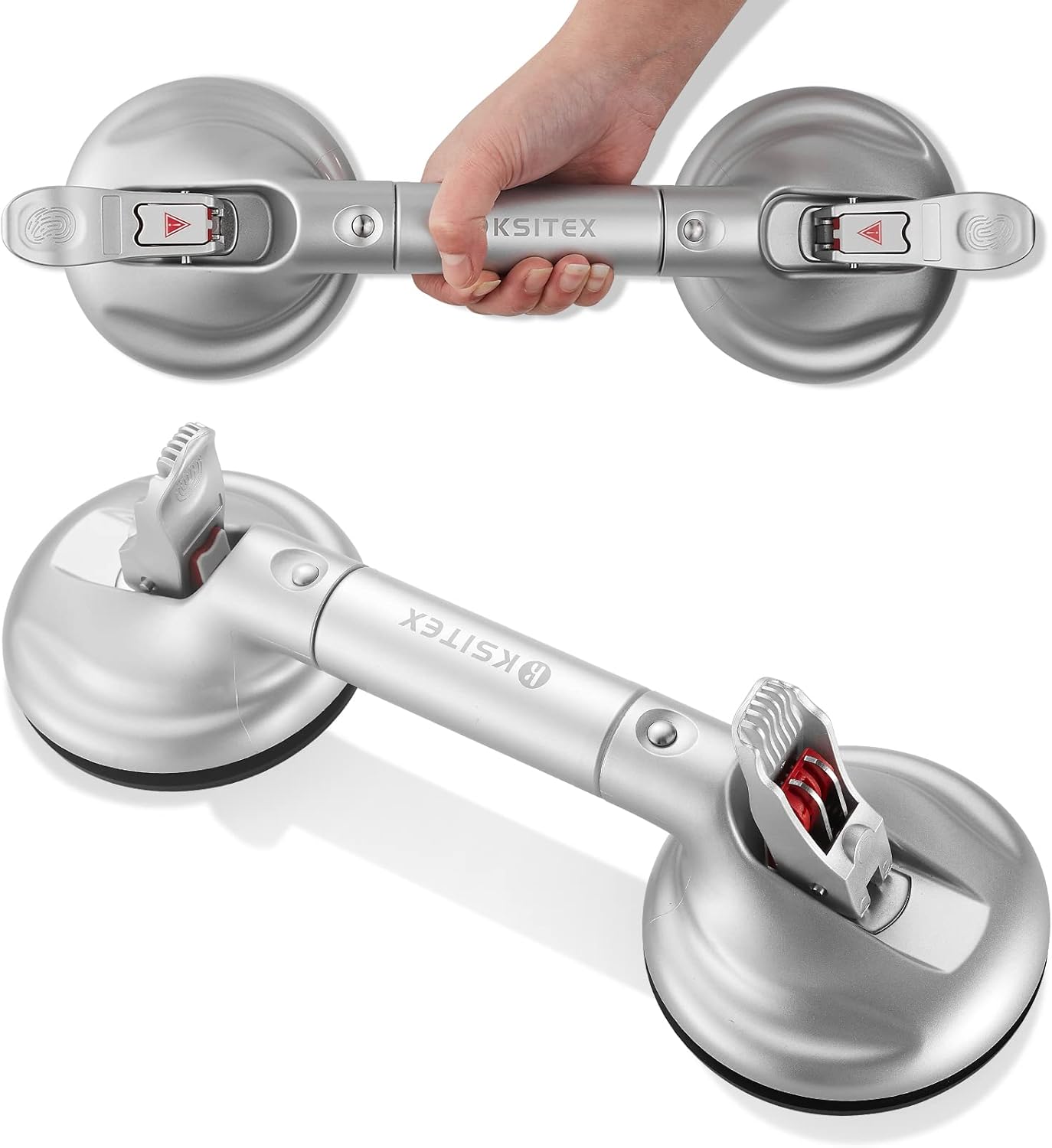 Grab Bar for Bathtubs and Showers, Shower Handles for Elderly Suction, Heavy Duty Max Load 253lb, Handicap Grab Bars 17inch Silver One 14.5inches Silver