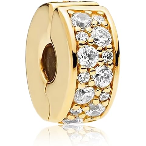 Golden Dangle Charm 925 Sterling Silver Charms for Bracelets and Necklaces Bead Cha...