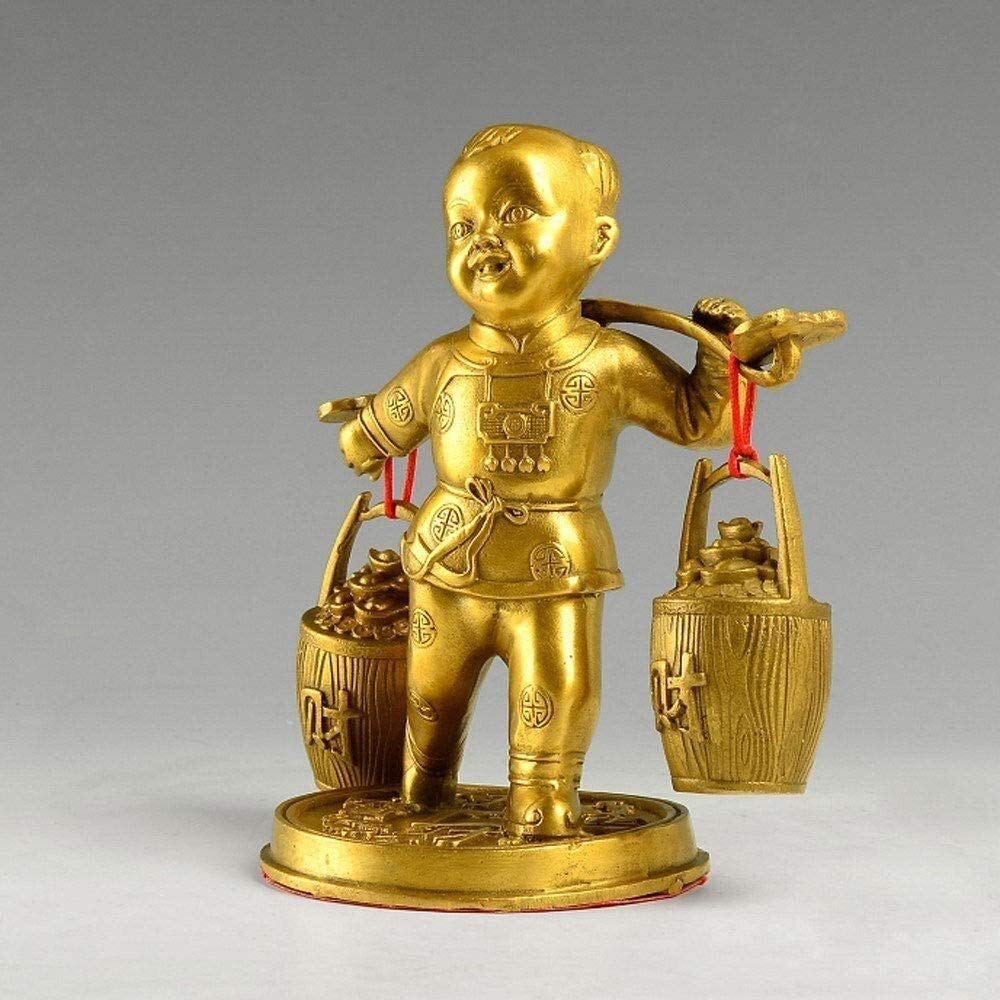 Rzeźba stołowa z czystej miedzi, figurki chłopca przynoszącego szczęście, rzemiosło, rzeźby, dekoracje, przedmioty kolekcjonerskie, symbol szczęścia i dobrobytu 0828