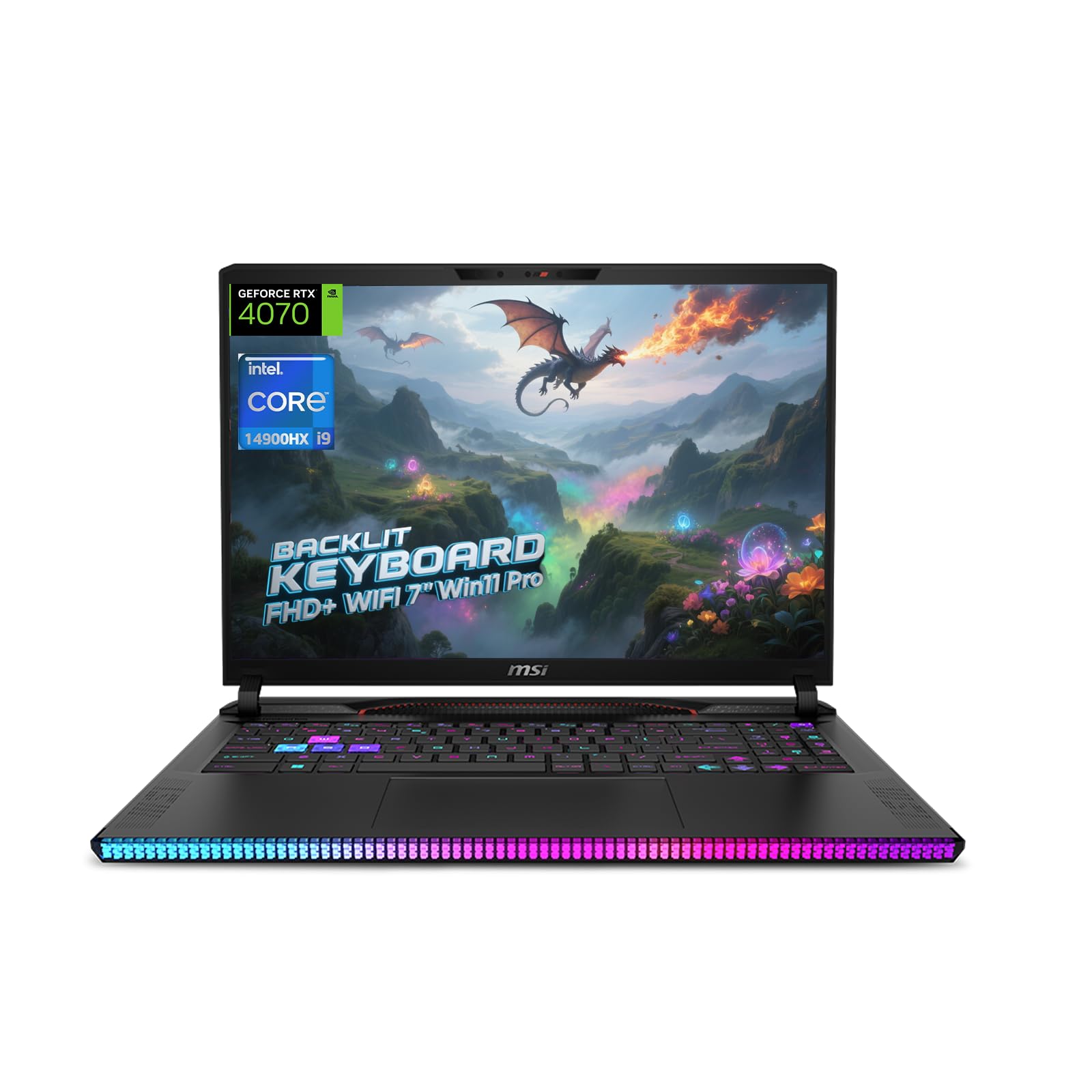 msi GE68HX Raider Gaming Laptop, GeForce RTX 4070, 16" FHD+ 144Hz Display, 14th Gen Intel Core i9-14900HX(up to 5.8GHz,24-Core), Win11 Pro, Backlit KB