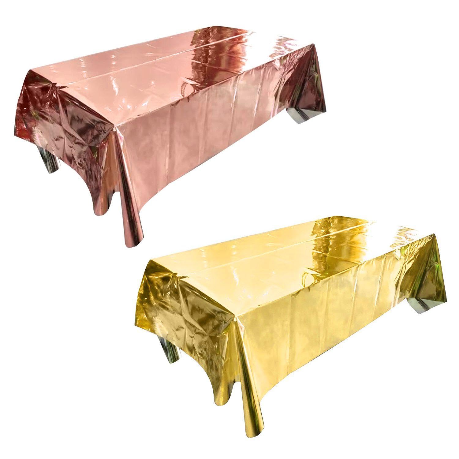Vehyegoi Women's Rose Gold 2Pcs Glossy Tablecloths, Table Decoration Birthday, Birthday Tablecloth, Birthday Decorations For Pink Table Decorations, Table Decoration Party, Pink Party Decorations