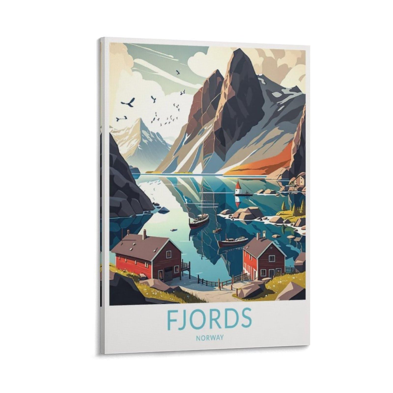 Fjords Norway Vintage Travel Posters Mountain 20x30inch(50x75cm) Wall Art Picture Print Canvas Art Poster Modern Family Bedroom Decor Posters
