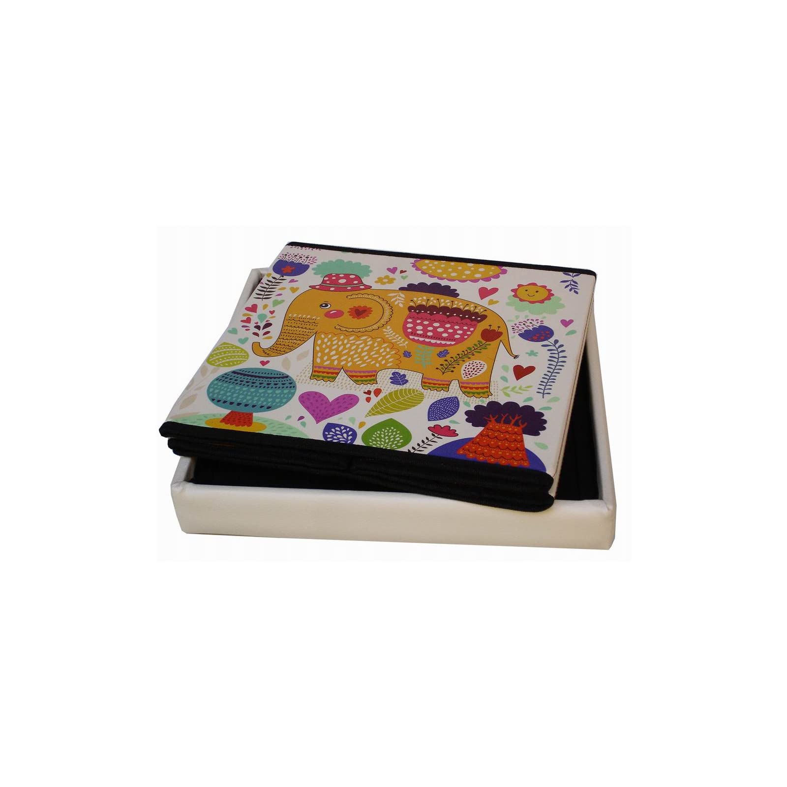 Biscottini Pouf contenitore bambini e adulti 33x33x33 cm | Scatole portaoggetti richiudibili con coperchio | Pouf contenitore quadrato con decorazioni