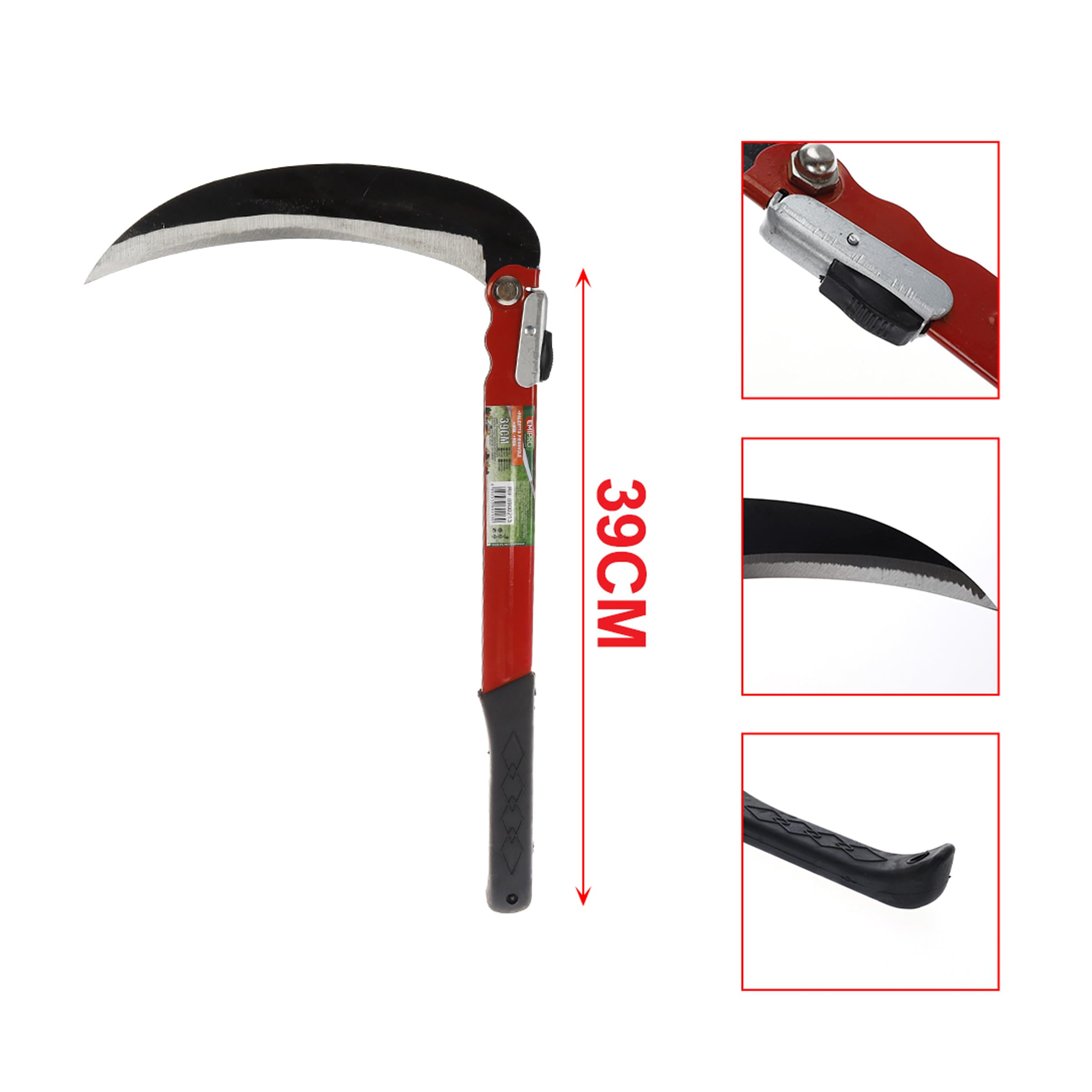 A2ZWORLD Składana kosa 39 cm, wielofunkcyjne ogrodnictwo sierp do chwastów, przenośna sierpa bezpieczeństwa do awaryjnych wędrówek, narzędzia kosy, ostrze 24 cm