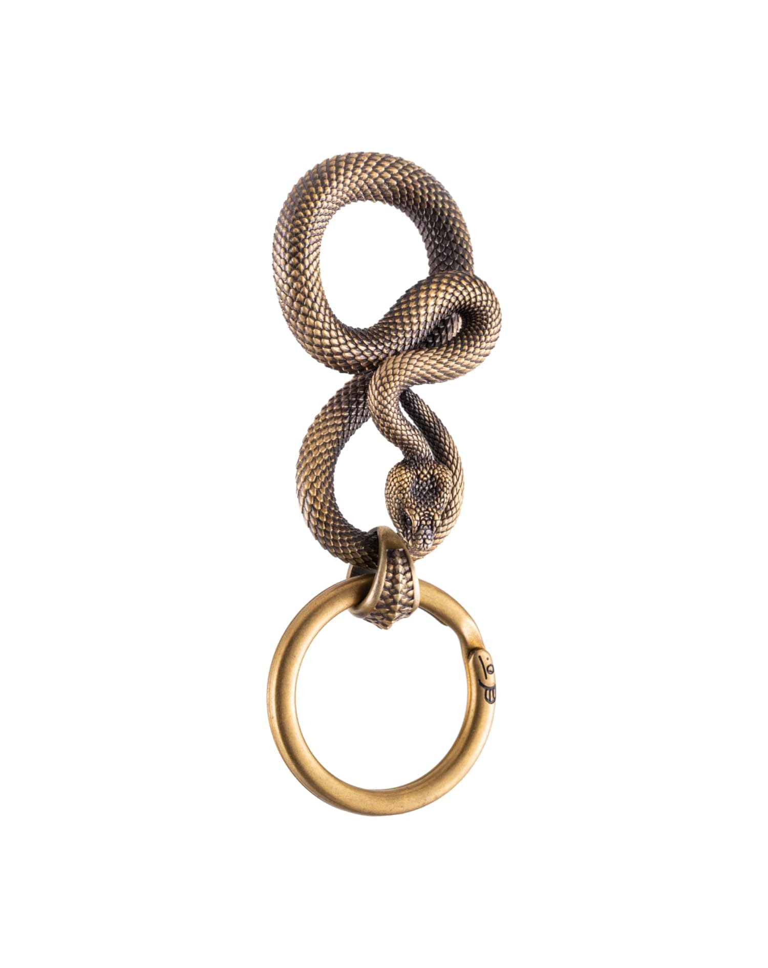 COPPERTIST.WU Schlangen Schlüsselanhänger, Metall Tier Schlüsselanhänger, Gothic Modeaccessoires Damen Herren (Messing)