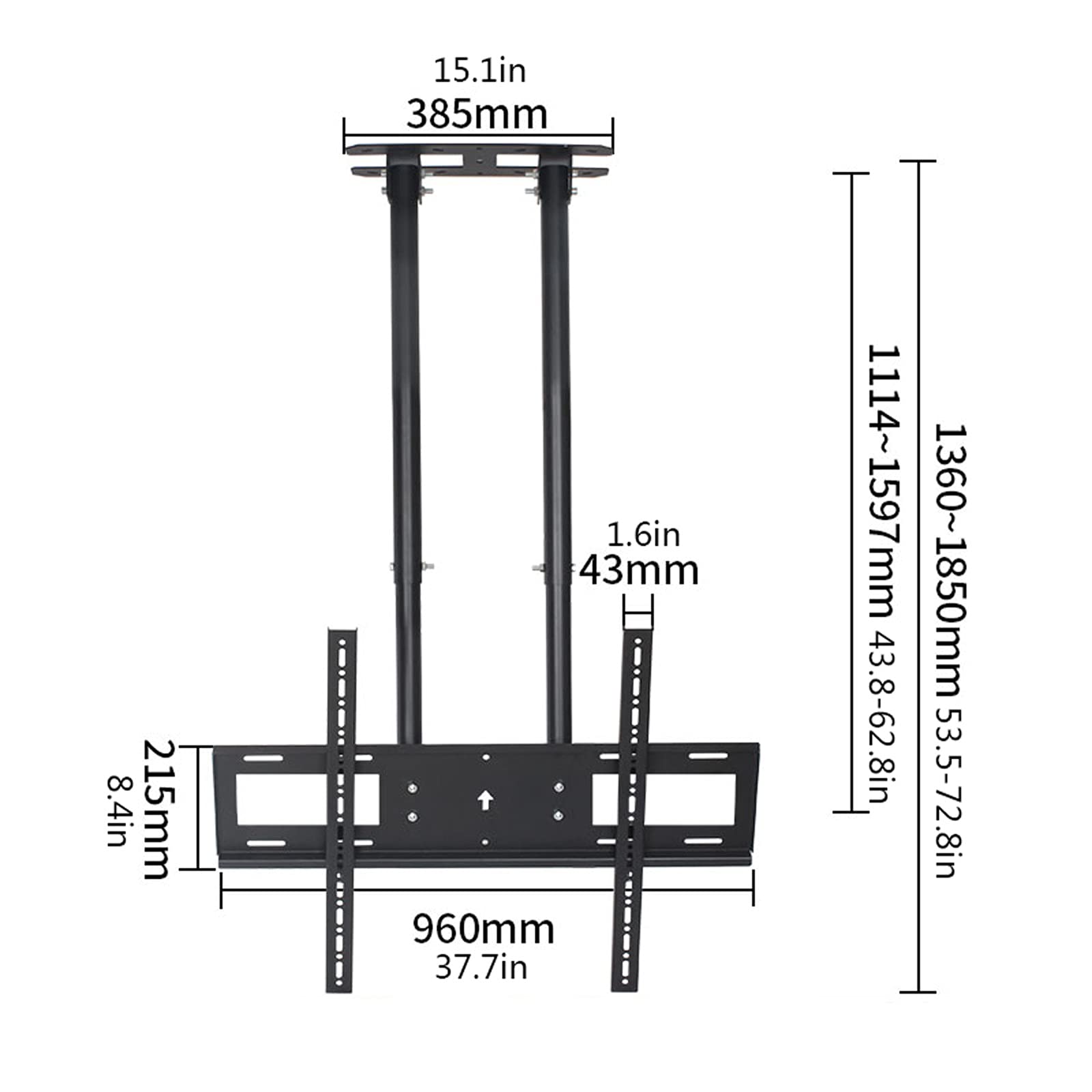 tv Stand tv Staffa di montaggio a soffitto Regolabile telescopico telescopico tv Stand Doppio Palo a schermo singolo for la maggior parte di 60-100 pollici LED, LCD. TV a schermo piatto. .per casa, uf