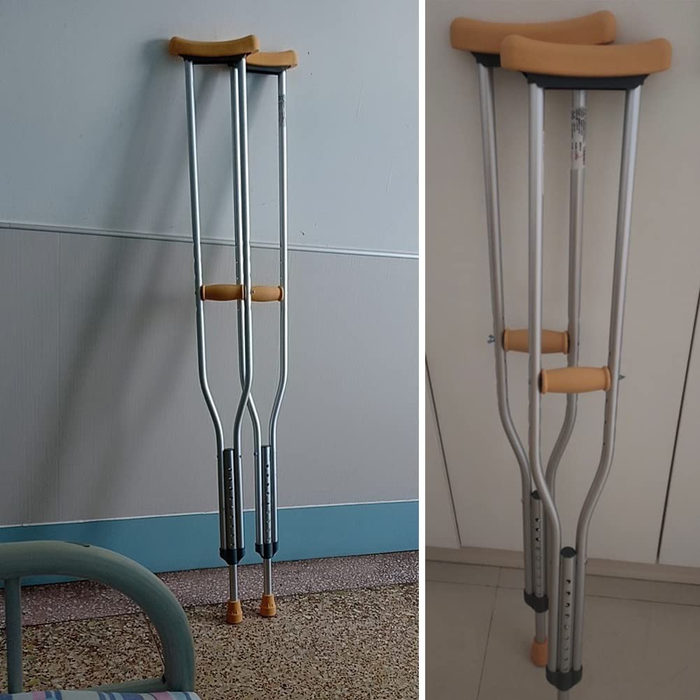 KANBUN Kule dla dorosłych kule o regulowanej wysokości pod pachami, 1 para, kule na pachy, kule medyczne dla osób starszych z zapaleniem stawów, chowany chodzik aluminiowy, odpowiedni Heig