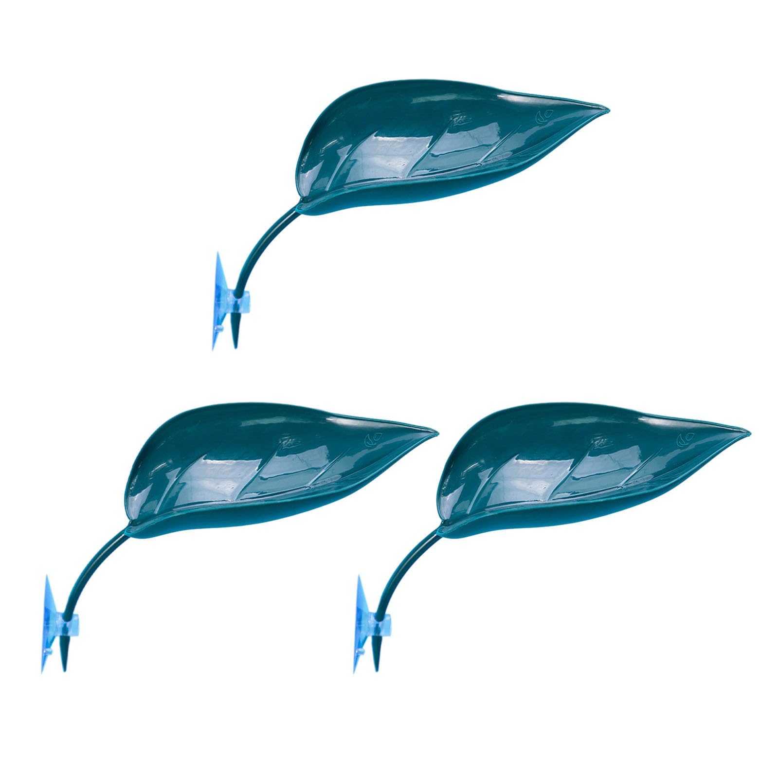 Porceosy 3PCS Turtle Basking Platform Set - Natural Leaf-Shaped Reptile Lounger with Suction Cups, for Bearded Dragons Leopard Geckos Tree Frogs, for Aquarium & Terrarium Decor Dark Blue