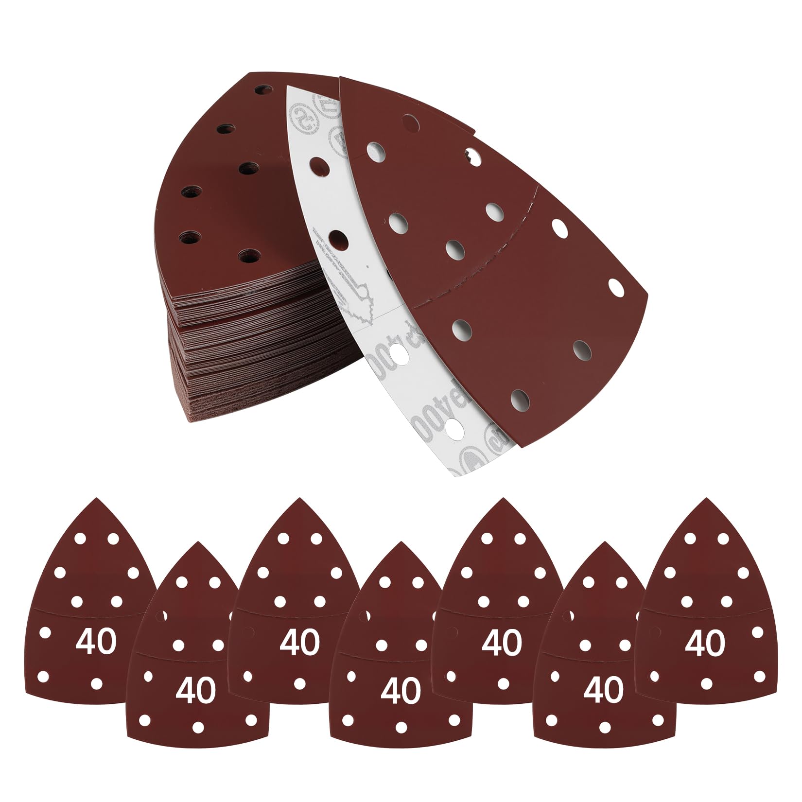 20 pcs Sanding Pads Kit for Mouse Sander, 40 Grit Hook and Loop Sandpaper for Electric Sander, Triangle & Palm Sander Pads, Multi Tool Sanding Sheets for Detail Sander