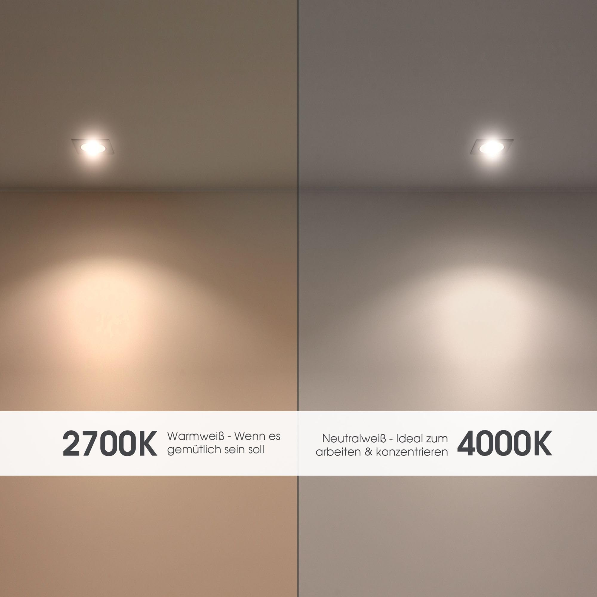 linovum 10 Stück fourSTEP Einbaustrahler LED schwenkbar dimmbar ohne Dimmer - LED GU10 5W neutralweiß - Spot rund gebürstet