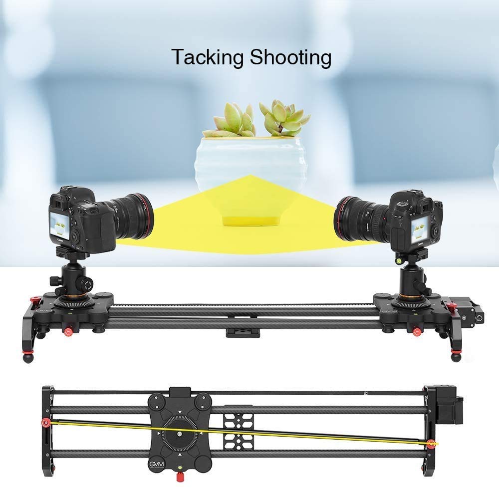 GVM Slider 80cm per Fotocamera Motorizzato, Slider Video da Fibra di Carbonio con Time-lapse, Tracking e Otturatore a 120° per Fotocamere DSLR Foto e Video DV, Binario per Carrello della Fotocamera