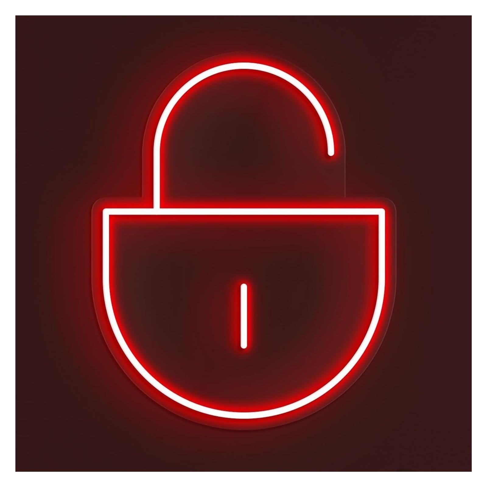Rongch Red Hanging Art Signs Lock Neon Sign Handmade, Suitable For Cafe Shop Decor With Brightness Adjustable 30Cm(Red)