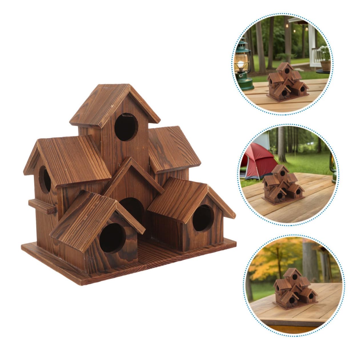2 Piezas Casitas de Madera Rústicas para Pájaros Comedero y Nido Exterior Resistente al para Jardín y Patio Decoración Natural para Aves