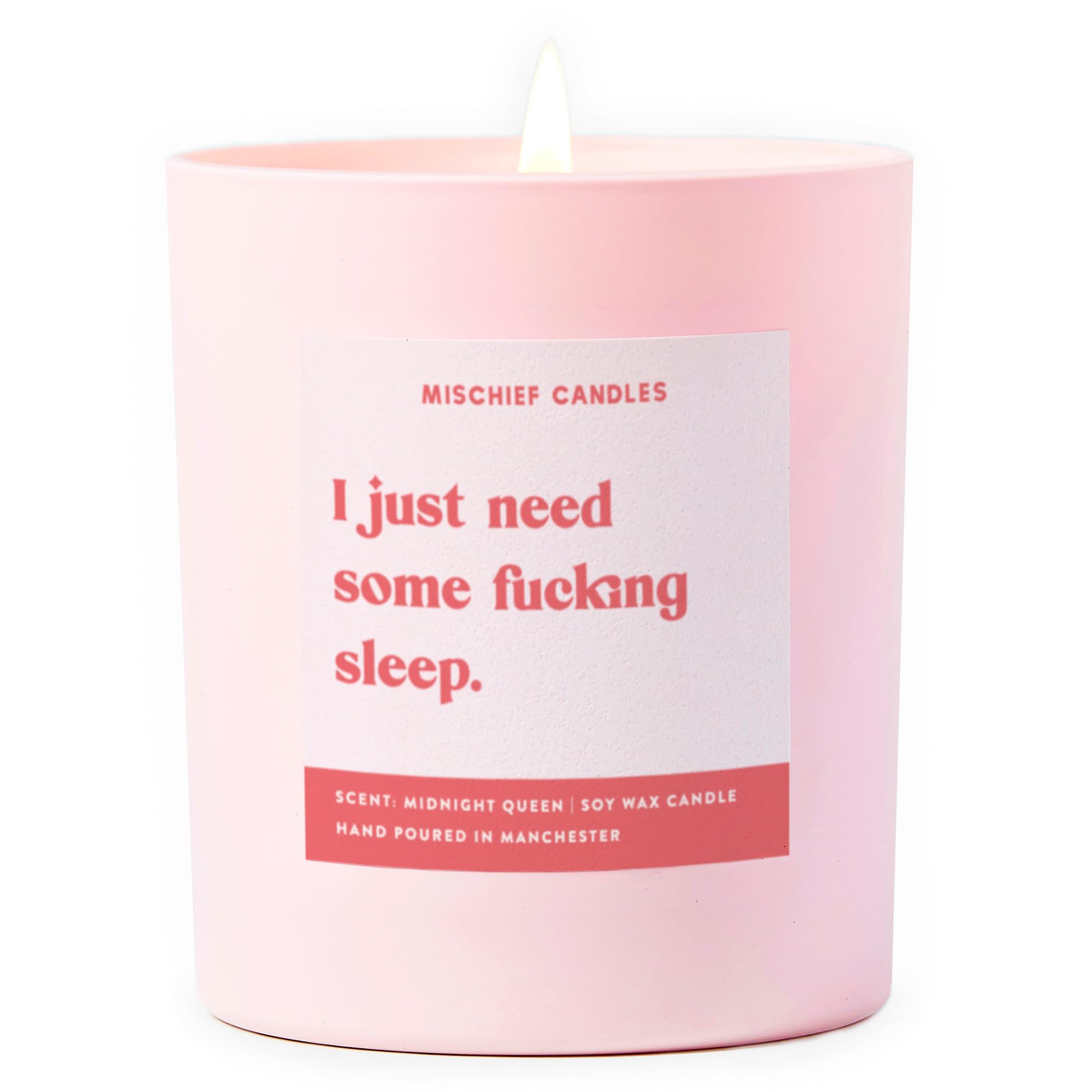 Mischief Candles Pink Funny New Baby Gift Pregnancy Mum Parenting Gifts Scented Soy Wax Candle (I Just Need Some Sleep)