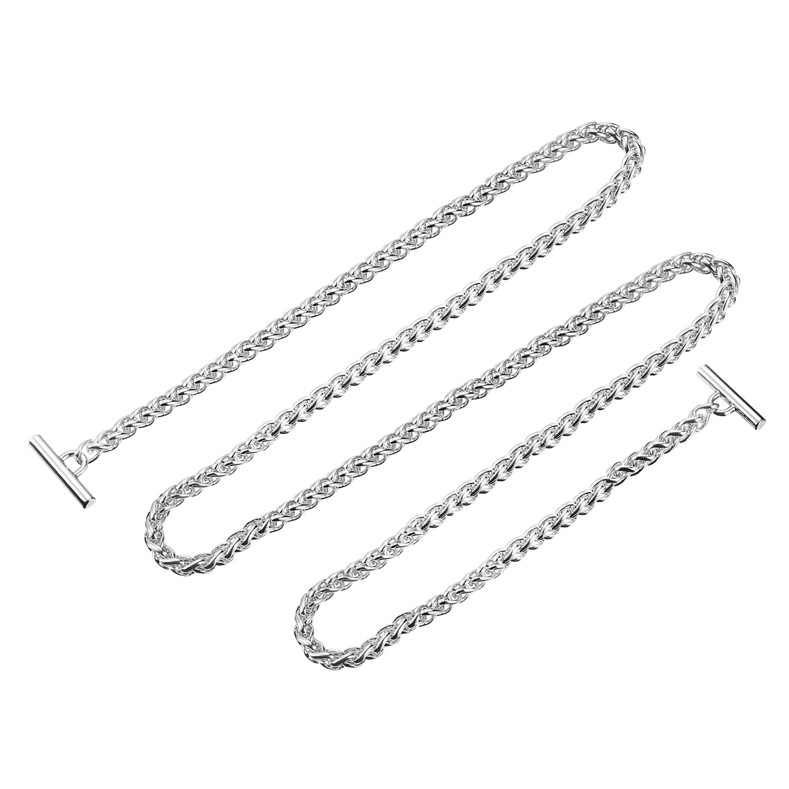 sourcing map Iron Flat Chain Strap, 55" Handbag Chains Accessories Purse Chain Straps with Toggle Clasps for Shoulder Bags Cross Body DIY, Silver Tone