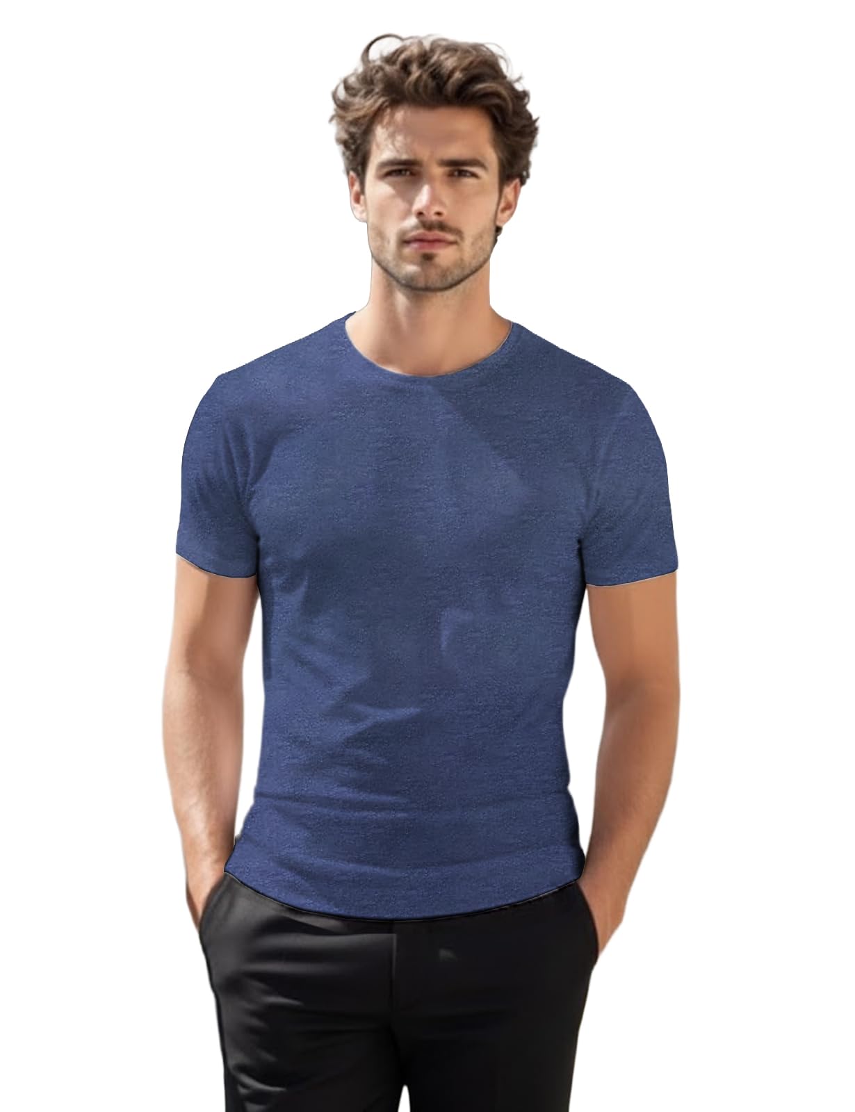 H2H Mens Casual Slim Fit Short Sleeve T-Shirts Soft Lightweight V-Neck/Crew-Neck Size XS to 3XL
