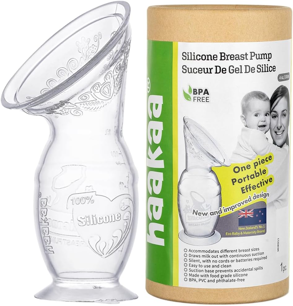 Haakaa Breastpump Manual Breast Pump With Suction Base 100% Food Grade Silicone Bpa Pvc And Phthalate Free (4Oz/100Ml)