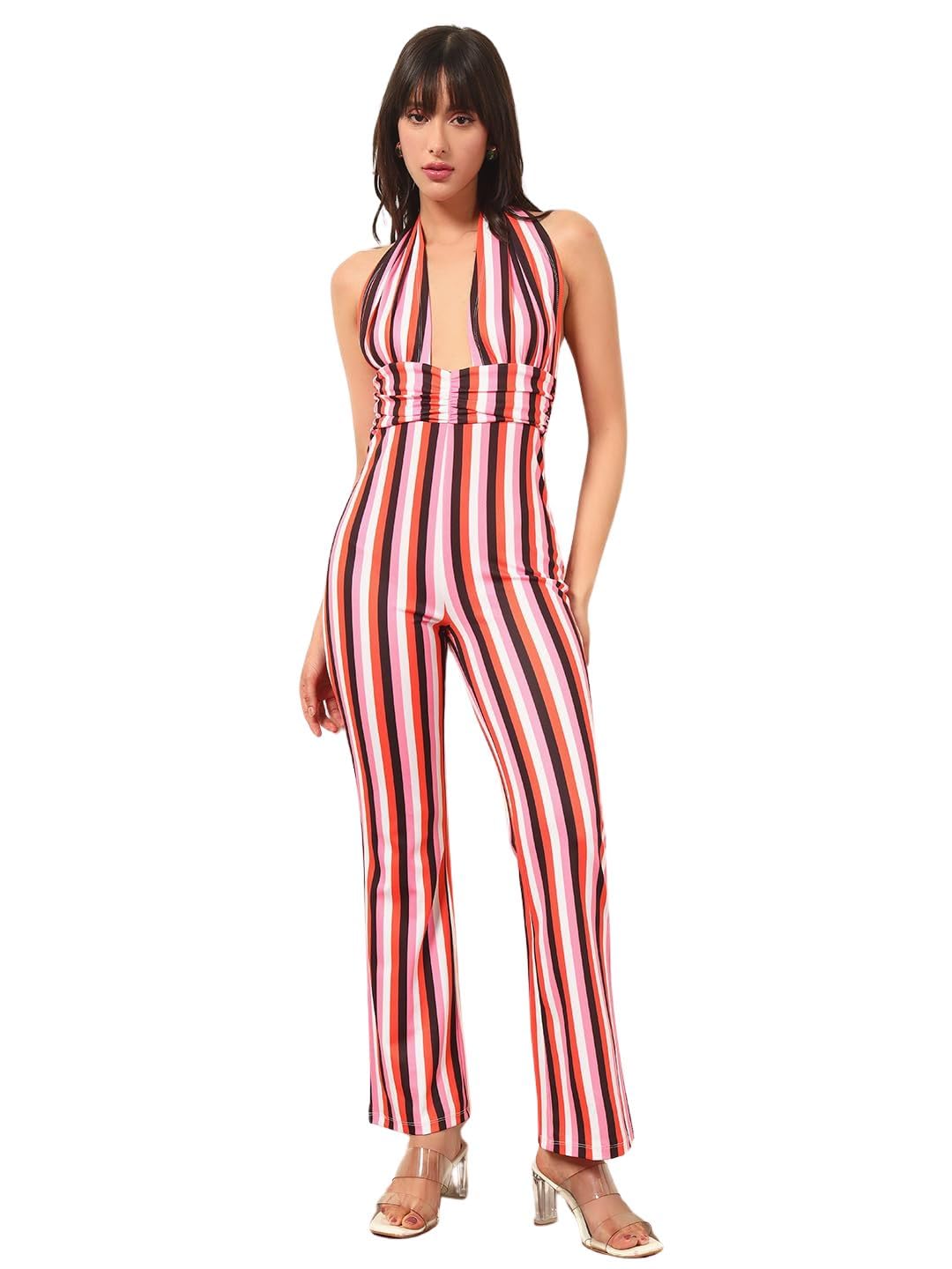 tandul Women Striped Jumpsuit - Casual Multicolor Multi Febric Blend-picture-5