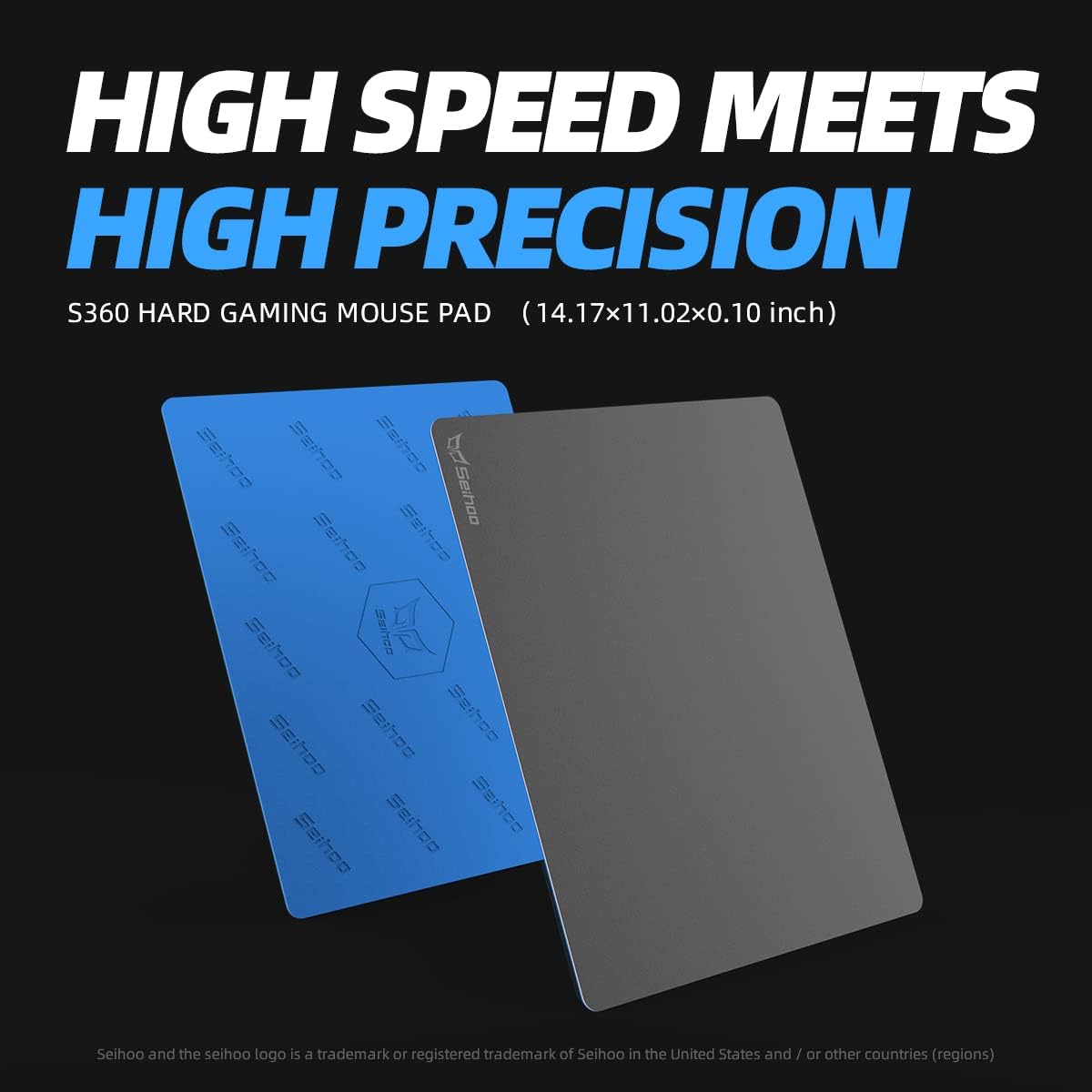 Hard Gaming Mouse Pad, 3 Layers Mouse Pad with Resin Surface, Premium Dual-Side Waterproof Sweatproof Fast and Accurate Control Hard Mousepad for Gaming, Office and Home 14.17'' x 11.02''-Grey