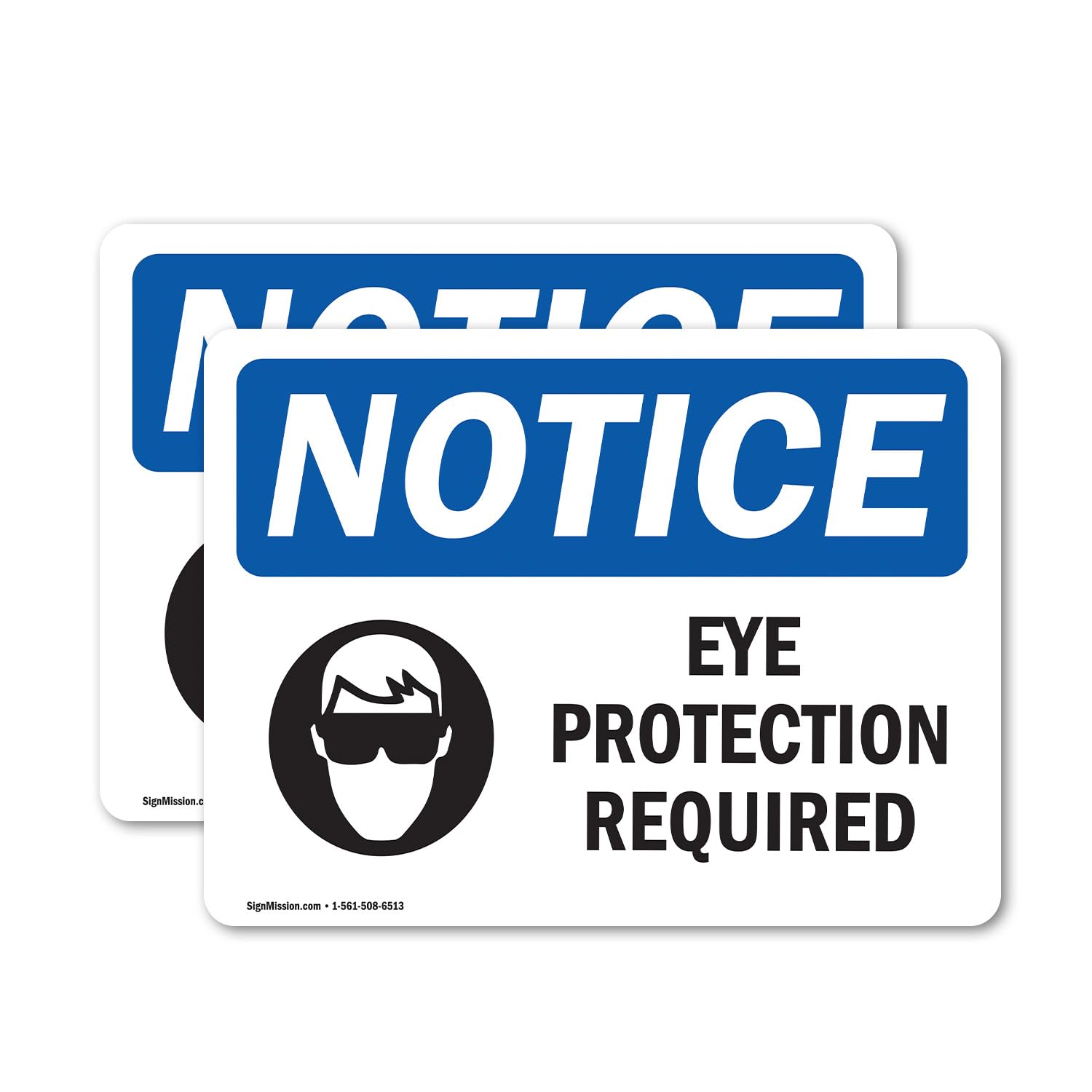 (2 Pack) Eye Protection Required Sign With Symbol OSHA Notice Sign 5 Inch X 3.5 Inch Vinyl Label Decal Sticker Weather Resistant, UV Protected for Workplace, Construction Site, Made in the USA