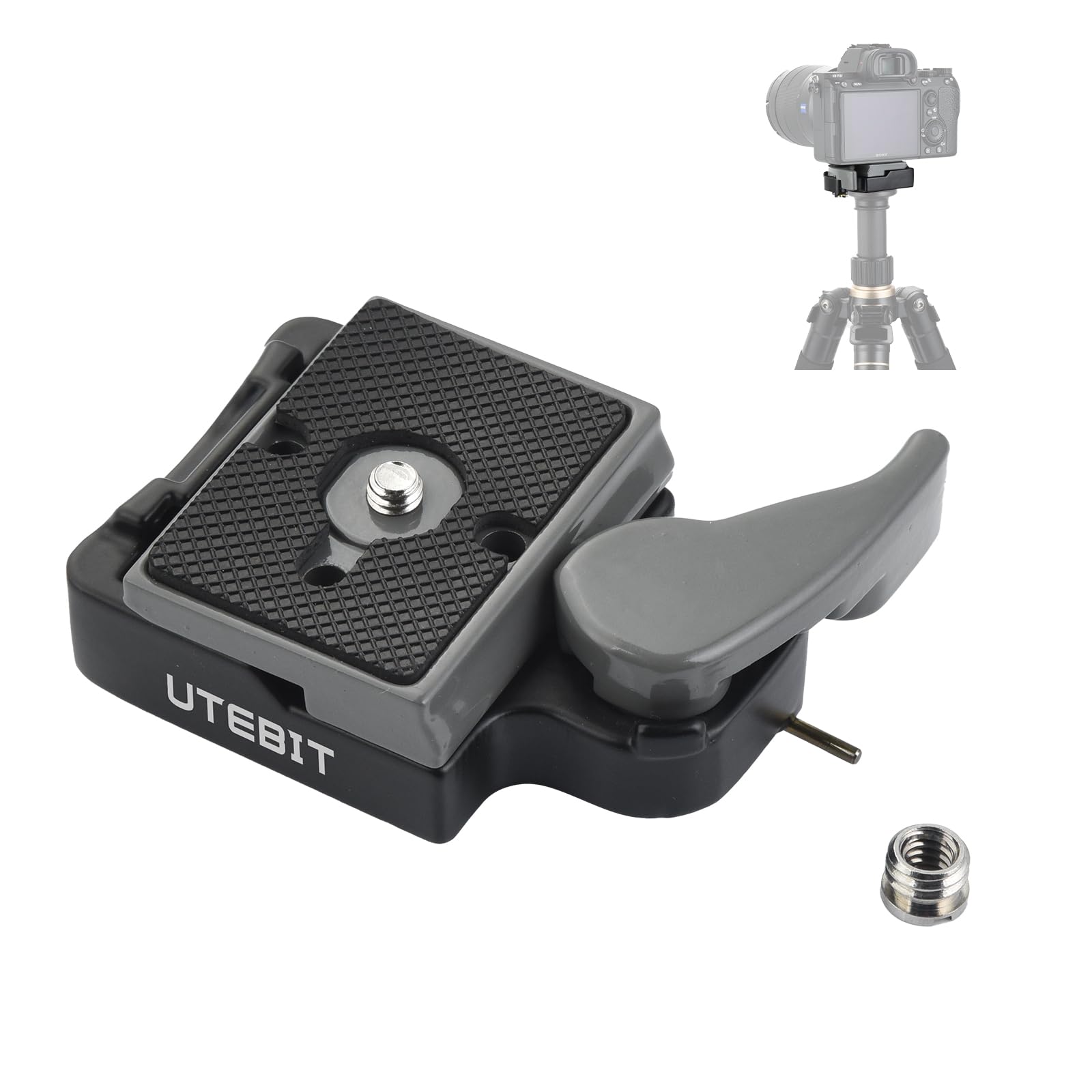 UTEBIT 323 RC2 Quick Release Plate, Aluminum Alloy Rapid Adapter with 1/4" and 3/8" Camera Screw Tripod Mount Plate Fit Only for Manfrotto Tripod (