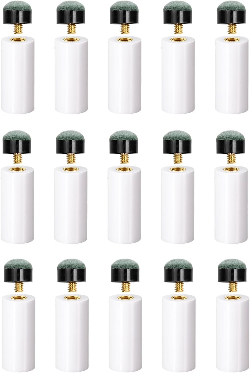 Pool Cue Tips Replacement Kit Screw On Billiard Stick Tips with White Ferrules for Pool Table Accessories