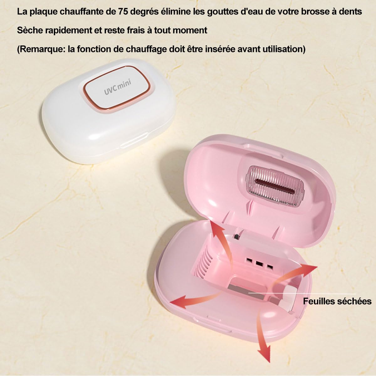 JOYWOOD Intelligente Induzione UV-C Spazzolino Da Denti Portatile Disinfettatore UV, Ricarica USB, Asciugatura + Parete Magnetica Adsorbzione + LED, Adatto a Tutti gli Spazzolini Da Denti（bianco）