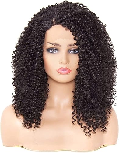 Miniatura 2 de Pelucas sintéticas afro rizadas hechas a máquina para mujeres negras, pelucas de fibra resistentes al calor, peluca de color marrón oscuro suizo